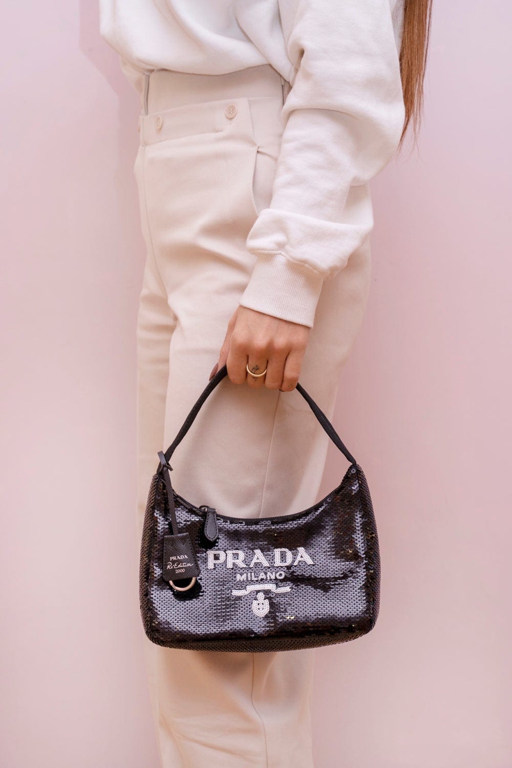 Prada Prada Black Sequin Re-Edition 2000 Pochette - AGL1617