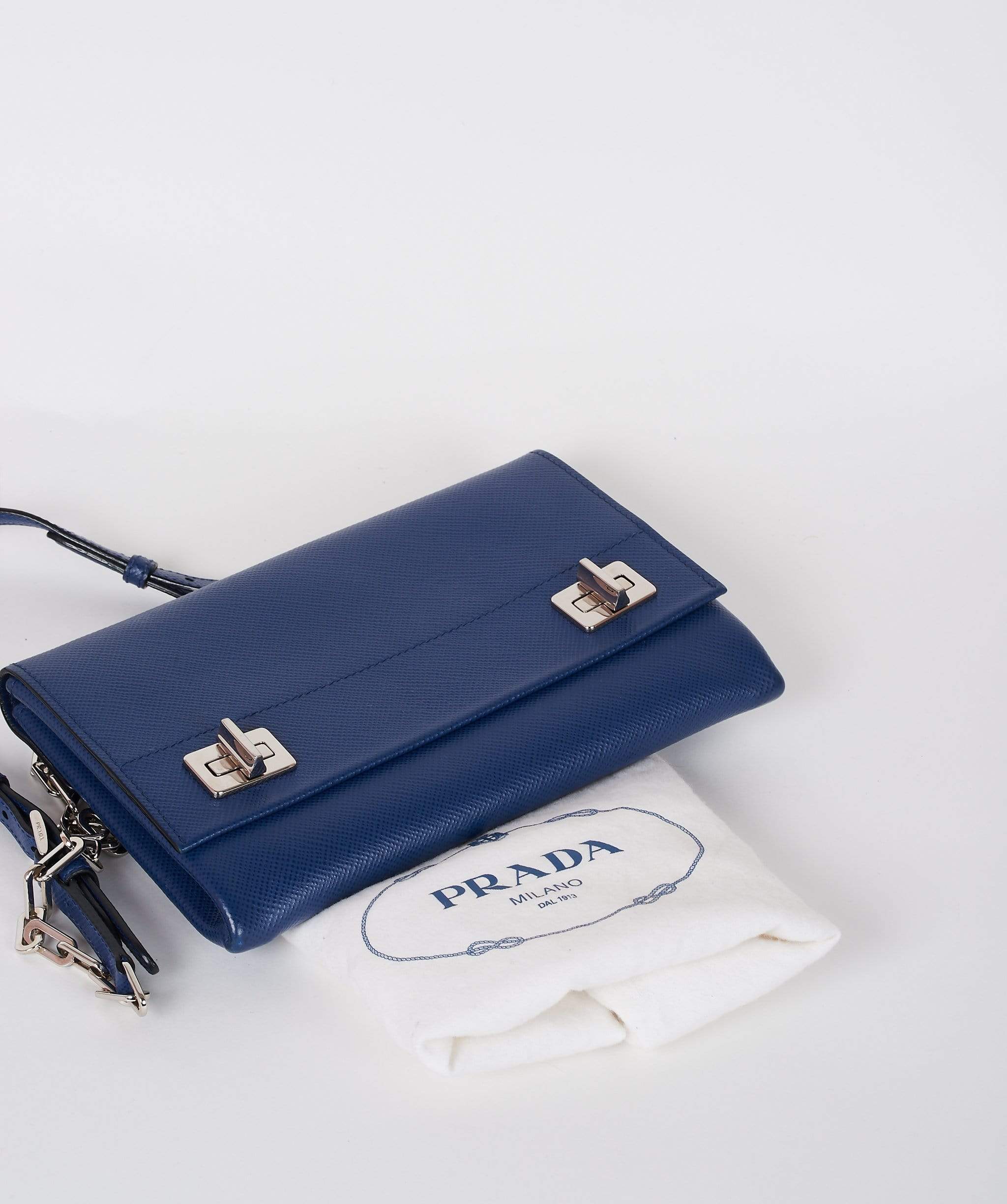 Prada Prada Blue Saffiano Leather Cross body Bag