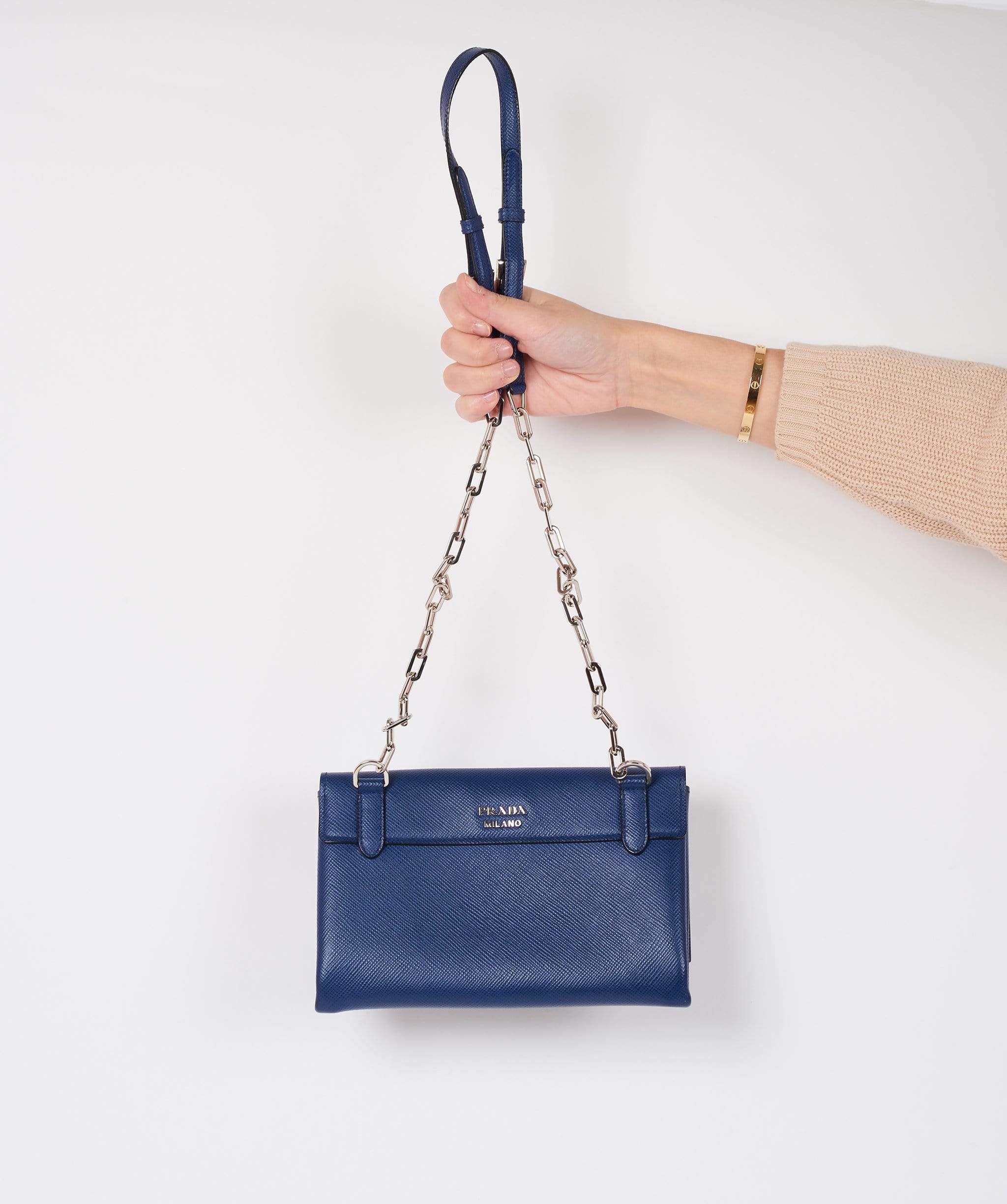 Prada Prada Blue Saffiano Leather Cross body Bag