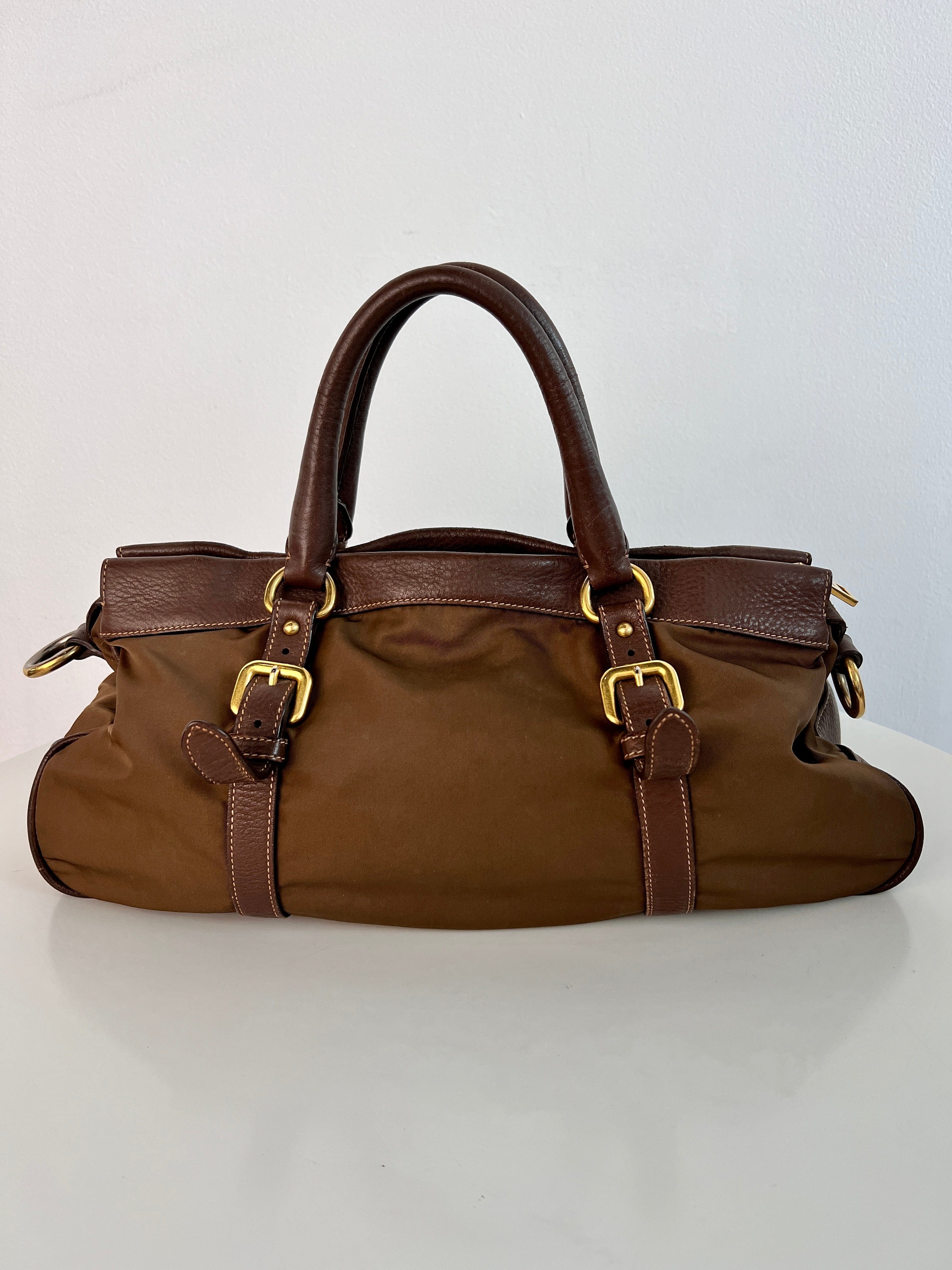 Prada Prada Bowling Bag Brown Nylon GHW SKL1076