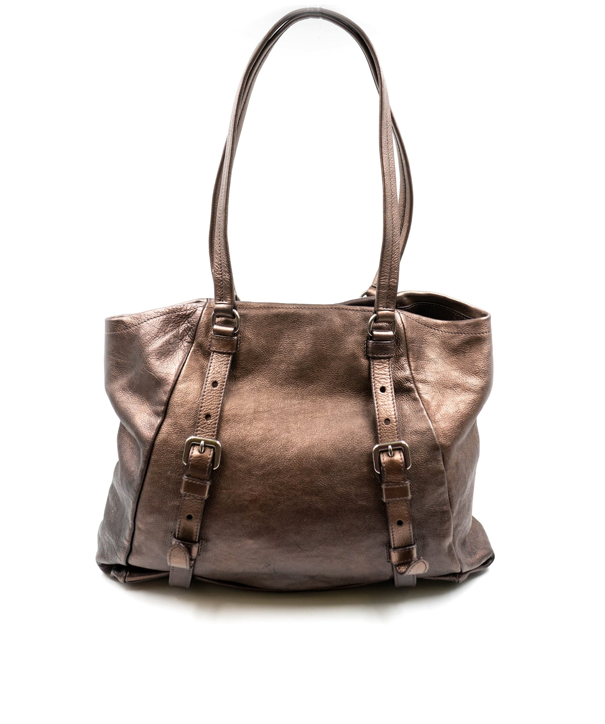 Prada Prada Bronze Leather Tote Bag PHW  - AGL2113