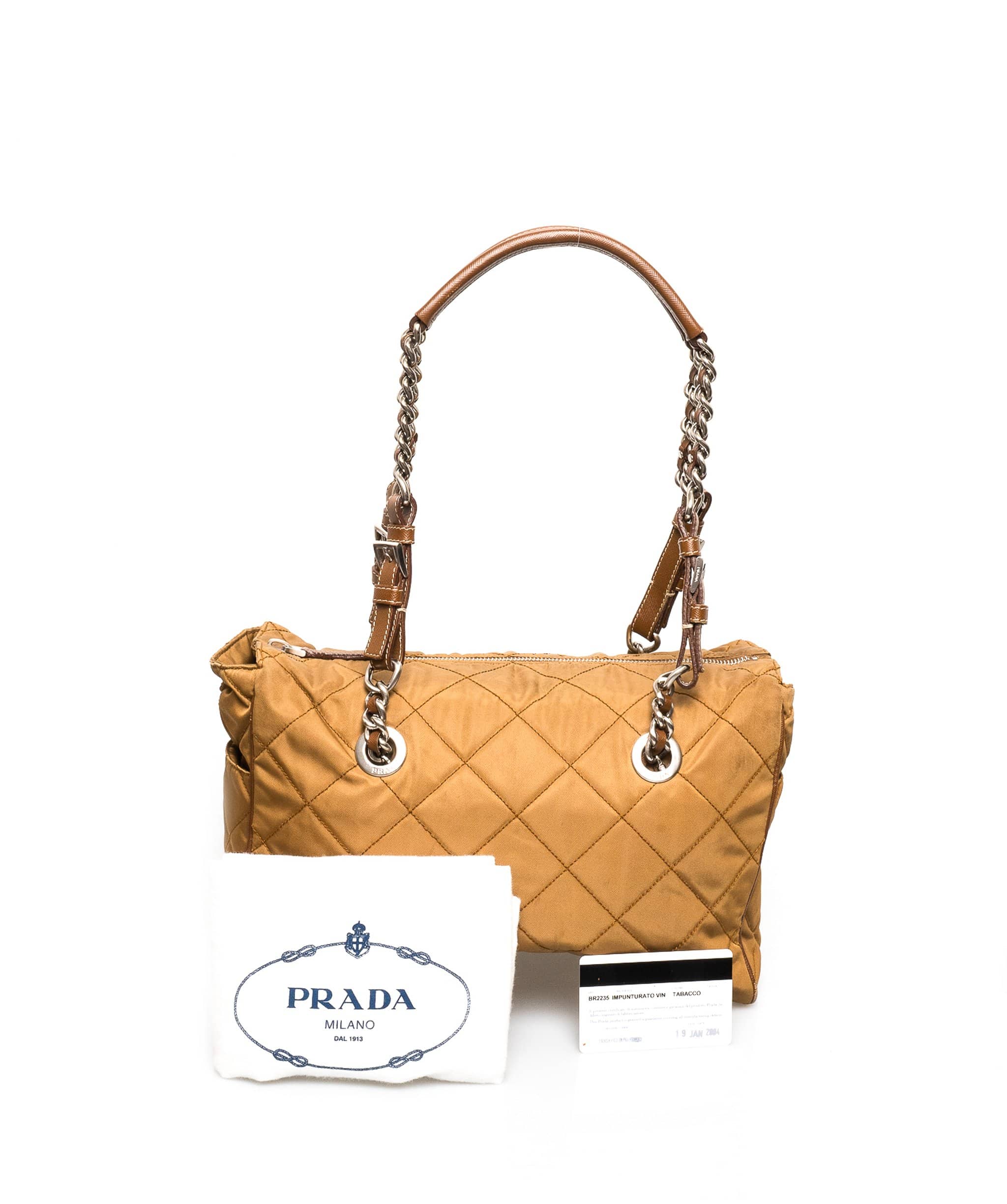 Prada Prada Brown Quilted Nylon Tote Bag PHW - AGL1373