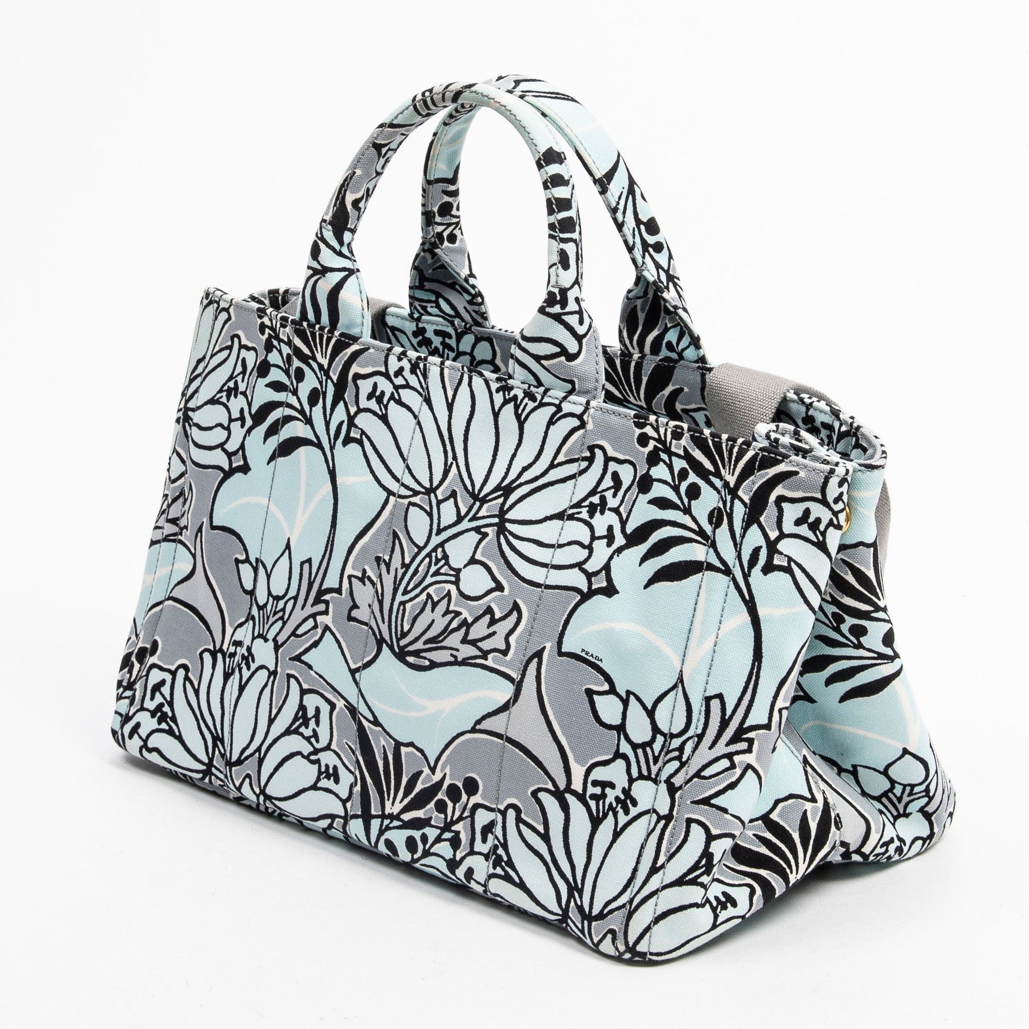 Prada Prada Canapa Abstract Floral Canvas Tote Bag - AWC1661