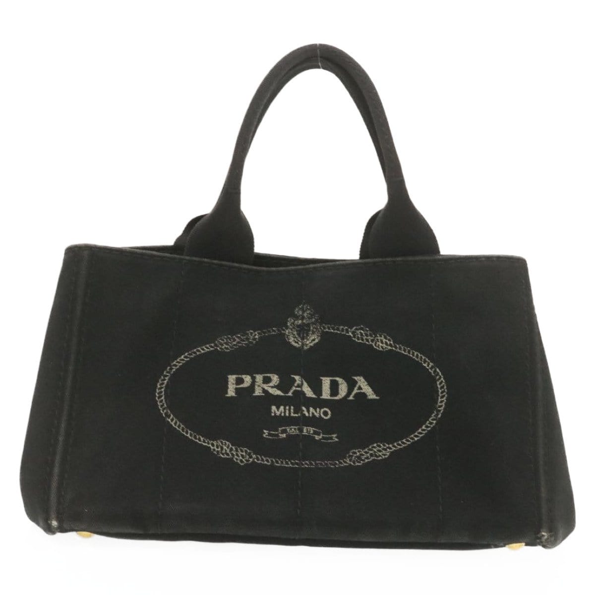 Prada PRADA Canapa Hand Bag Black Canvas GM