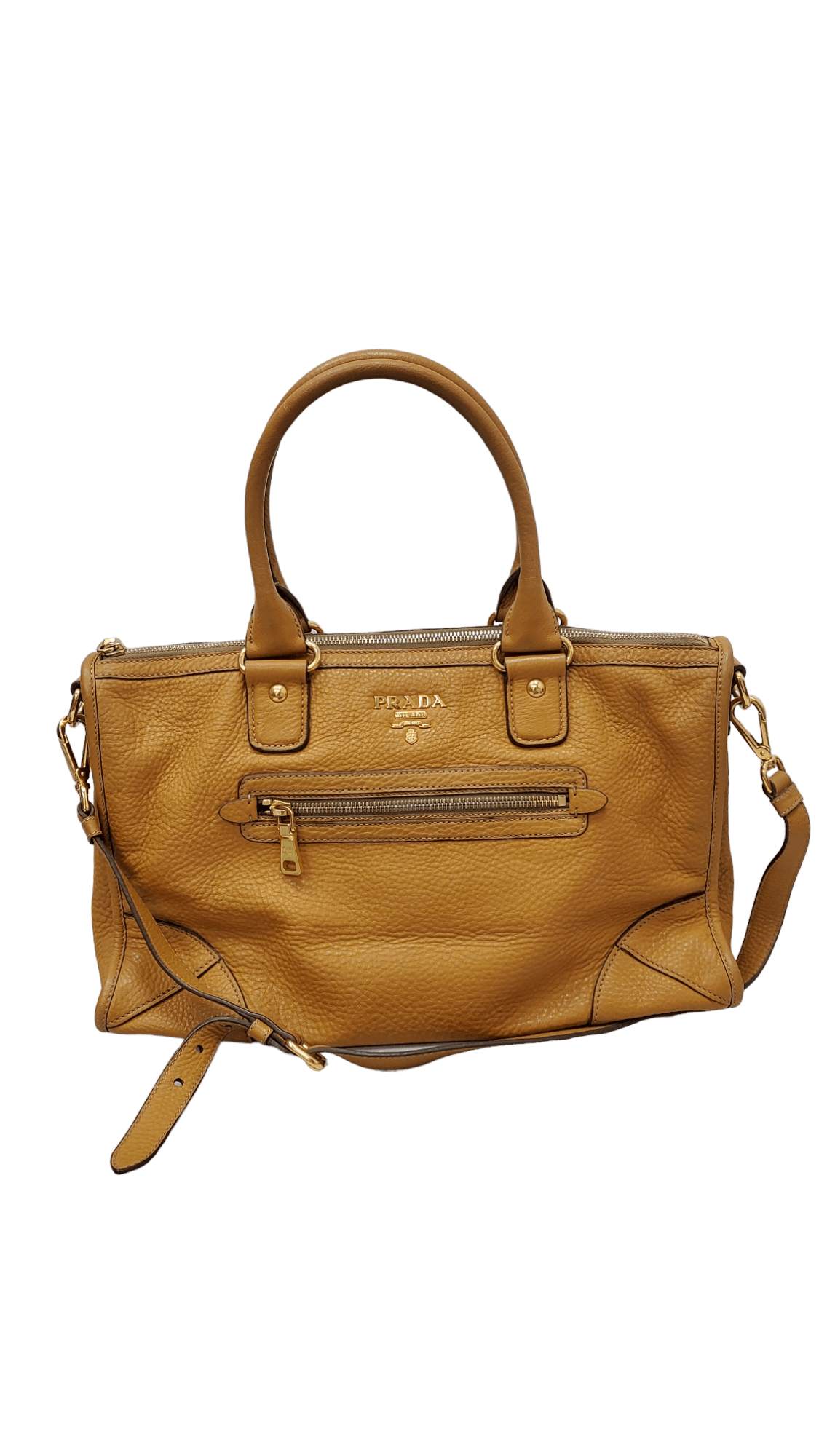 Prada Prada Crossbody Mustard Calfskin GHW SKC1379