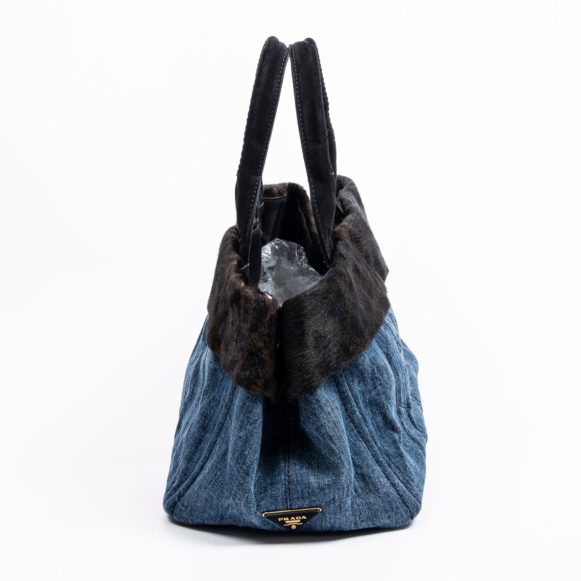 Prada Prada Denim Medium Fur Canapa Tote - AWC1670