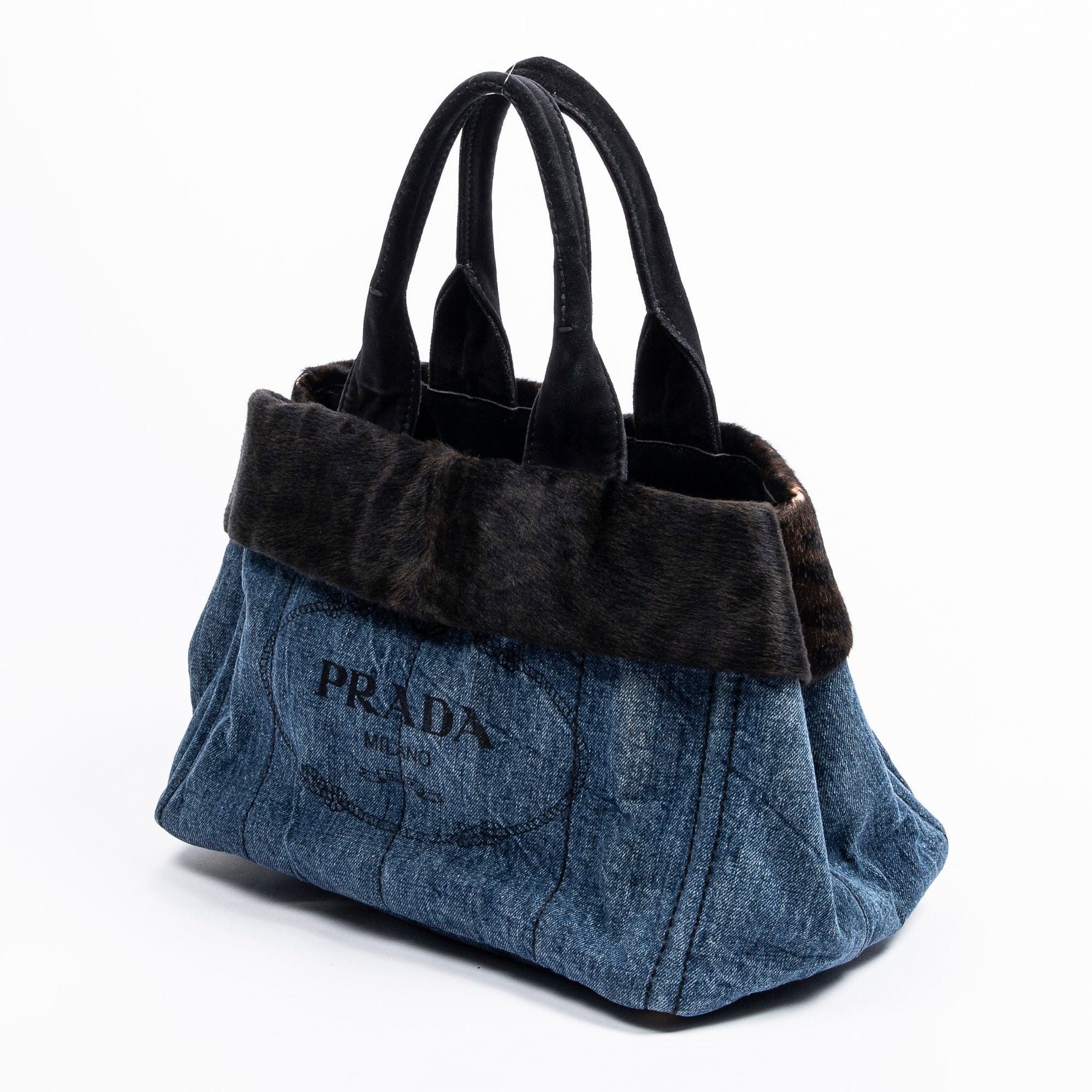 Prada Prada Denim Medium Fur Canapa Tote - AWC1670