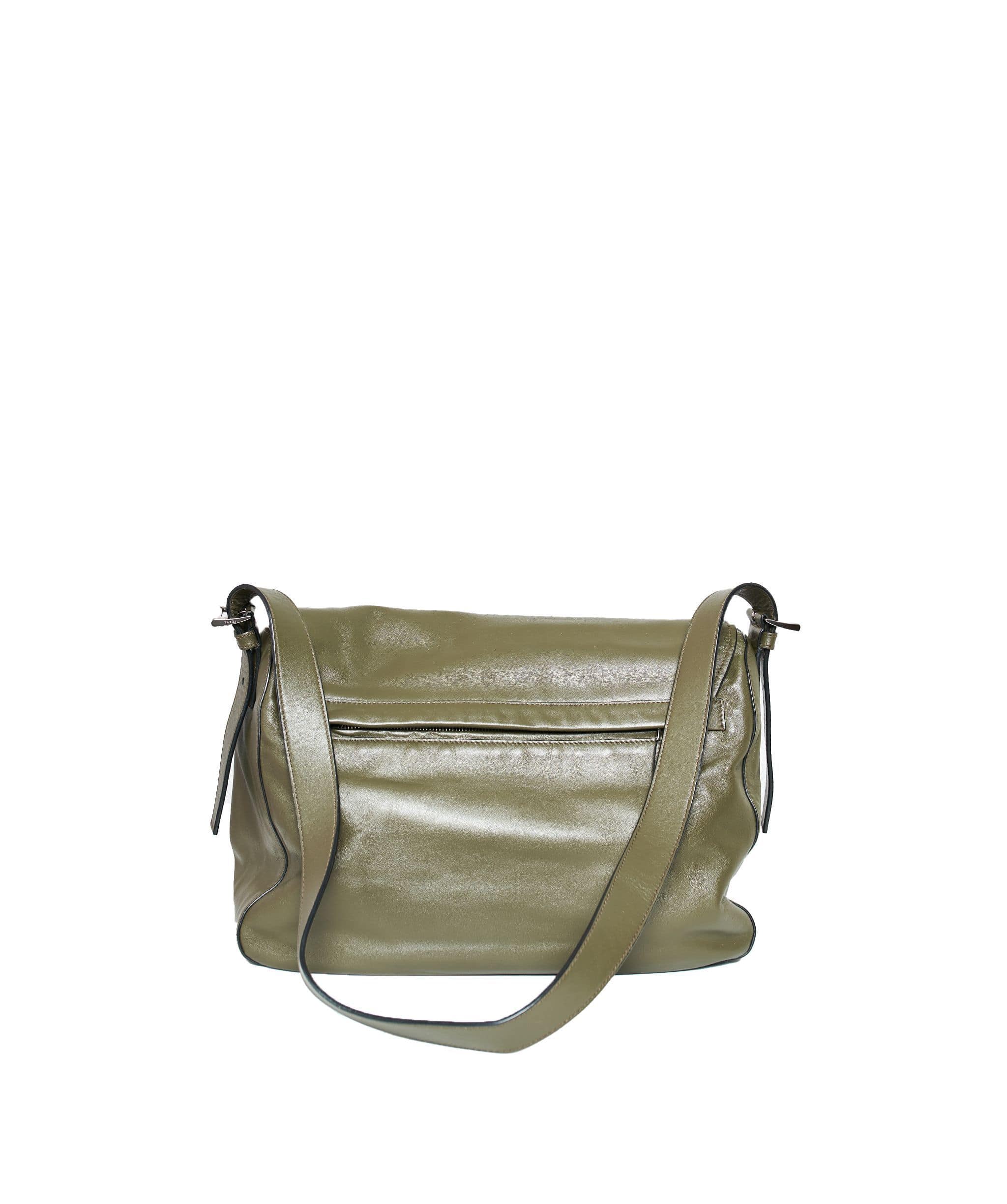 Prada Prada Green Leather Double Pocket Messenger Bag AWL1003