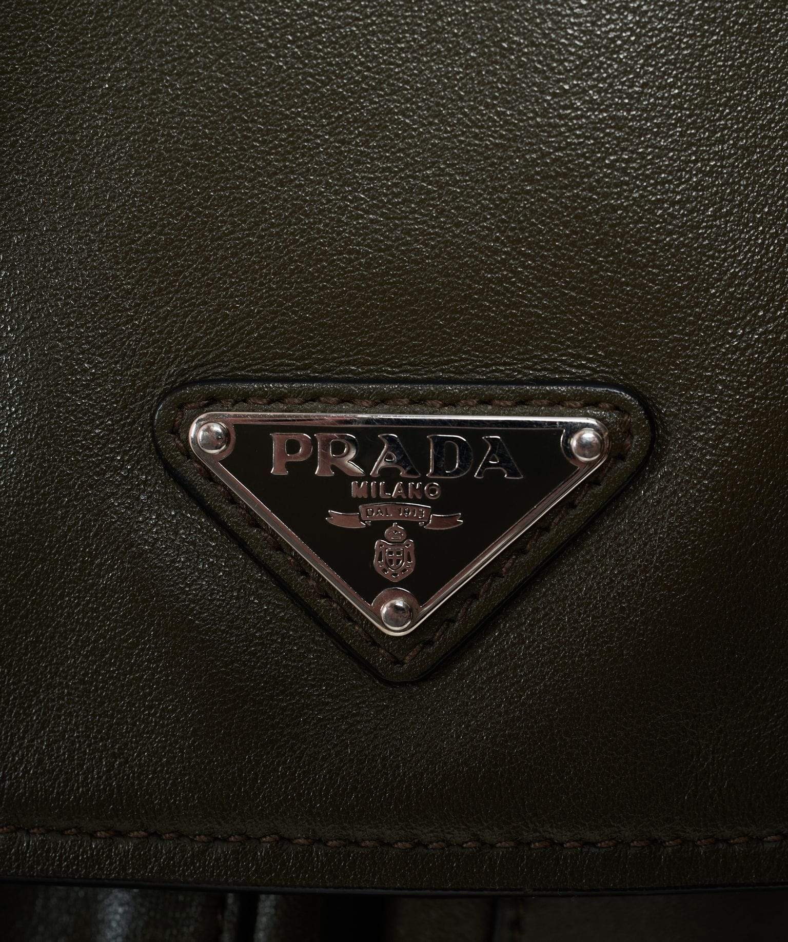 Prada Prada Green Leather Double Pocket Messenger Bag AWL1003