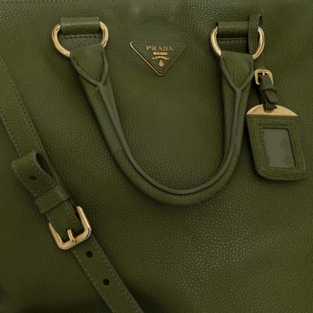 Prada Prada Green Soft Leather Tote Bag GHW - AGL1196