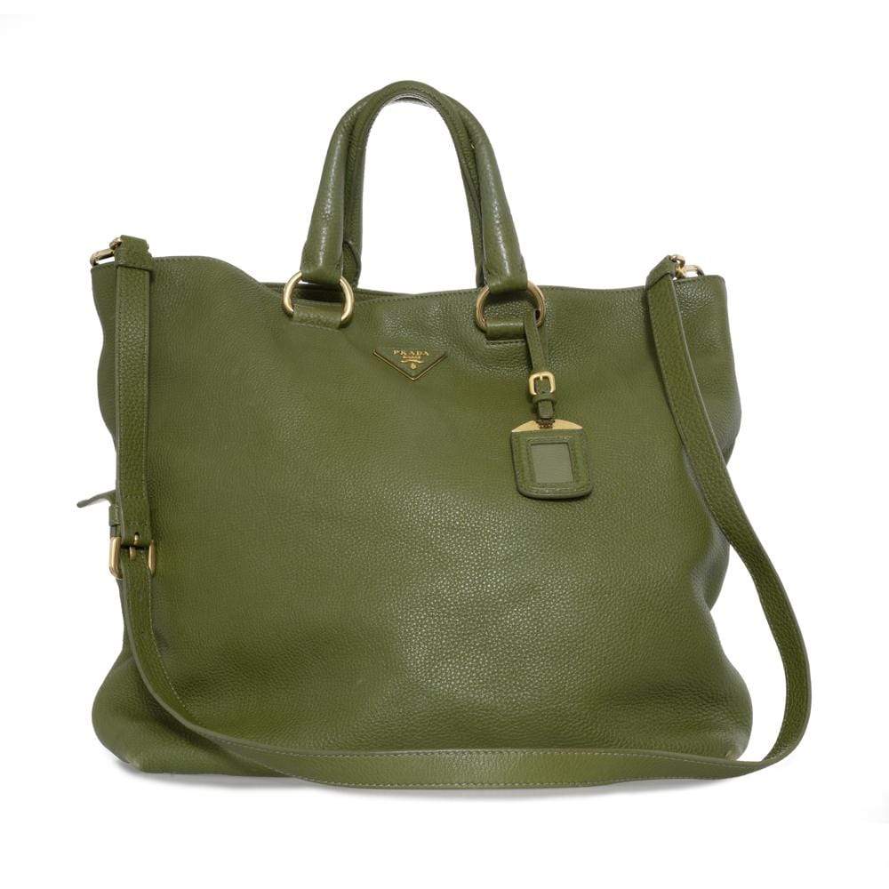 Prada Prada Green Soft Leather Tote Bag GHW - AGL1196