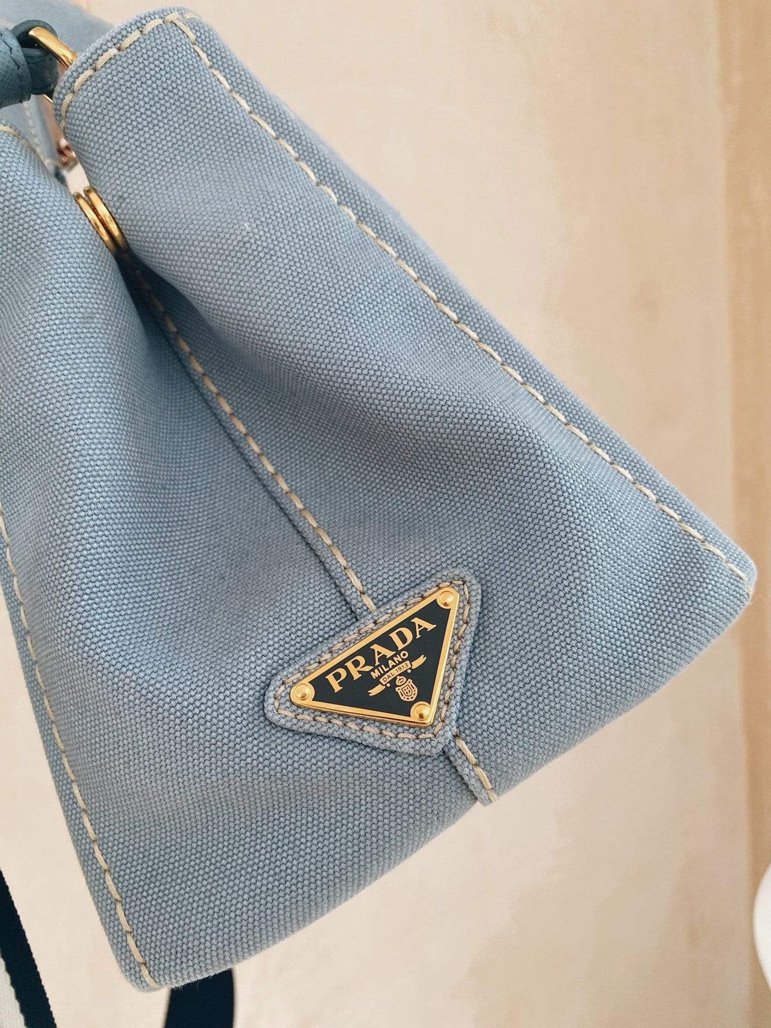 Prada Prada grey logo medium canvas tote bag