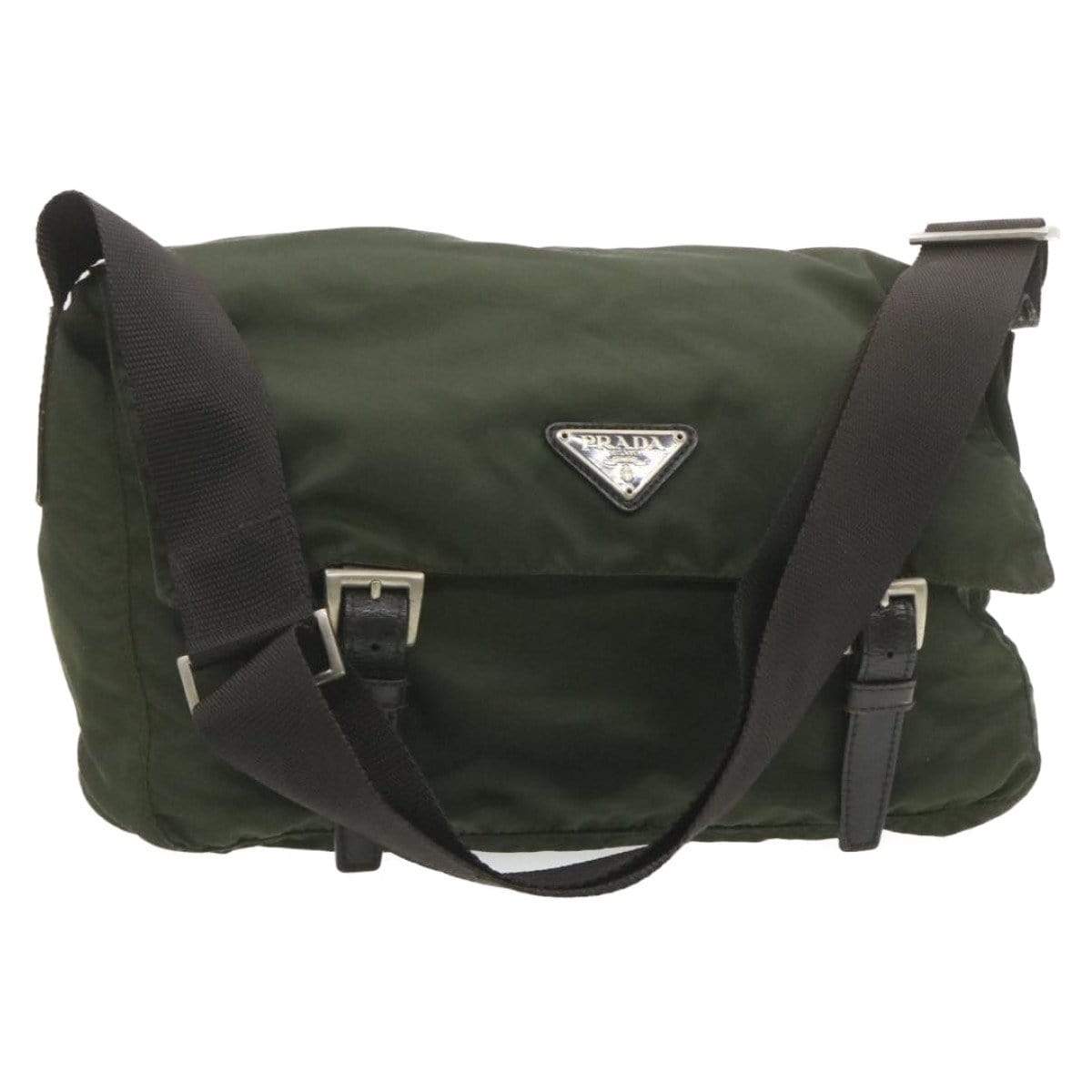 Prada Prada Khaki Nylon Shoulder Bag