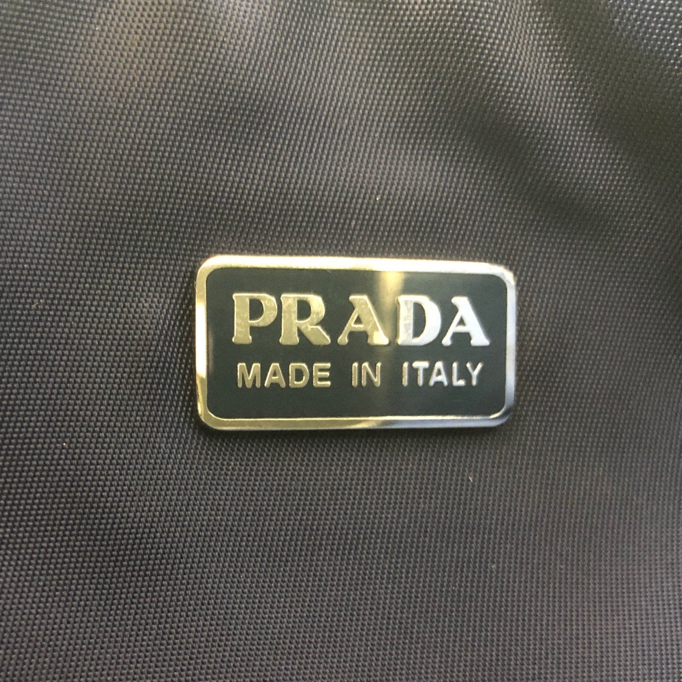 Prada Prada Nylon Handbag Text Blue PXL2299