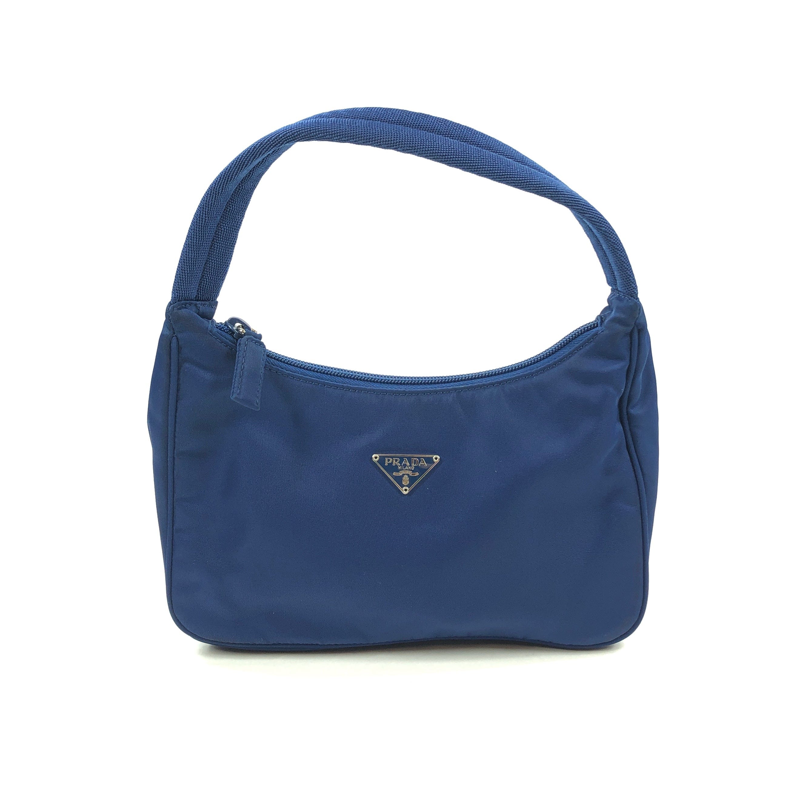 Prada Prada Nylon Handbag Text Blue PXL2299