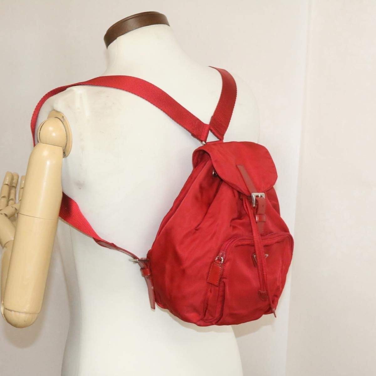 Prada PRADA Nylon Mini Backpack Red 35