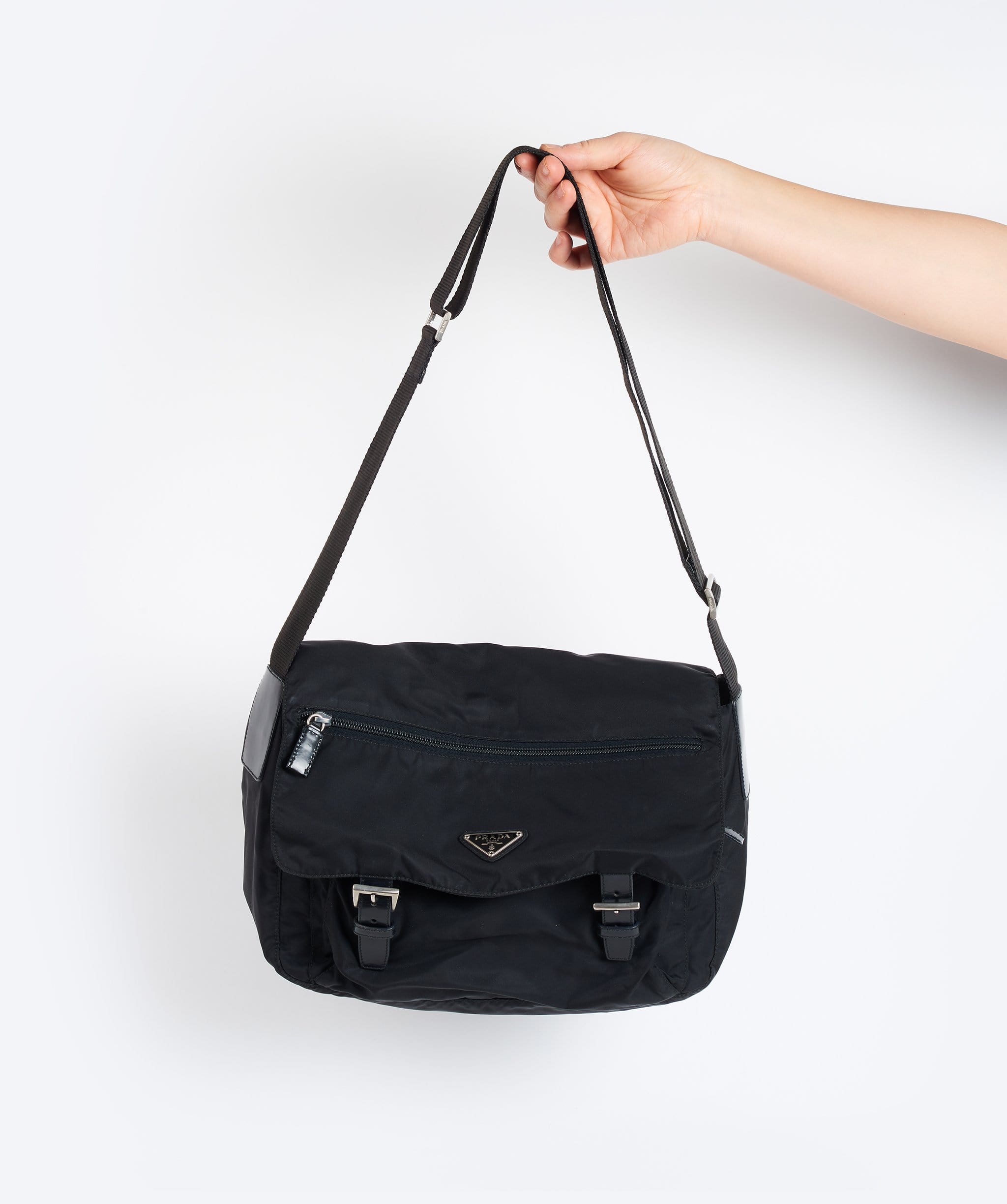 Prada PRADA Nylon Shoulder Bag Black 21