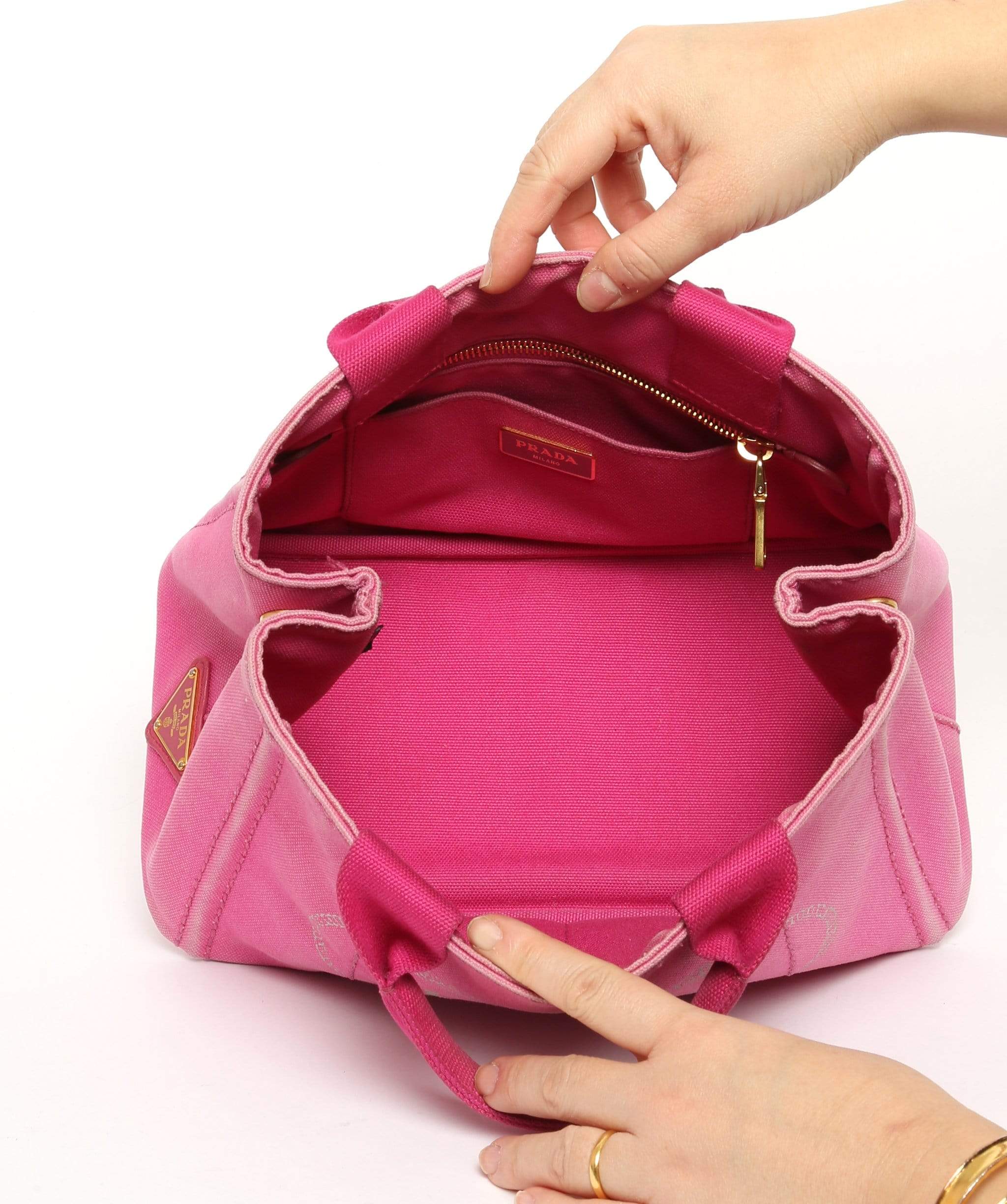 Prada PRADA Pink Canapa Canvas PM Hand Bag 194