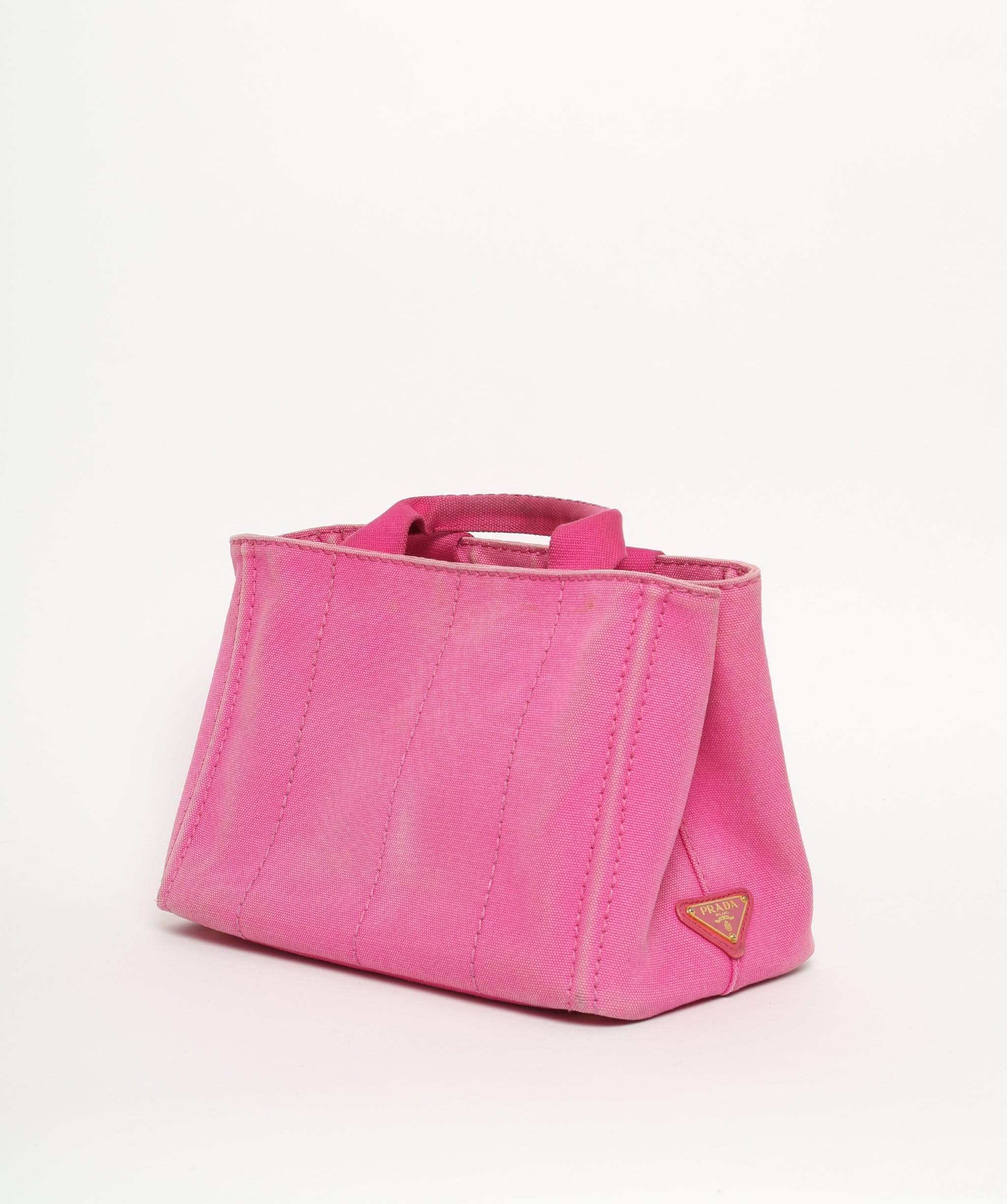 Prada PRADA Pink Canapa Canvas PM Hand Bag 194