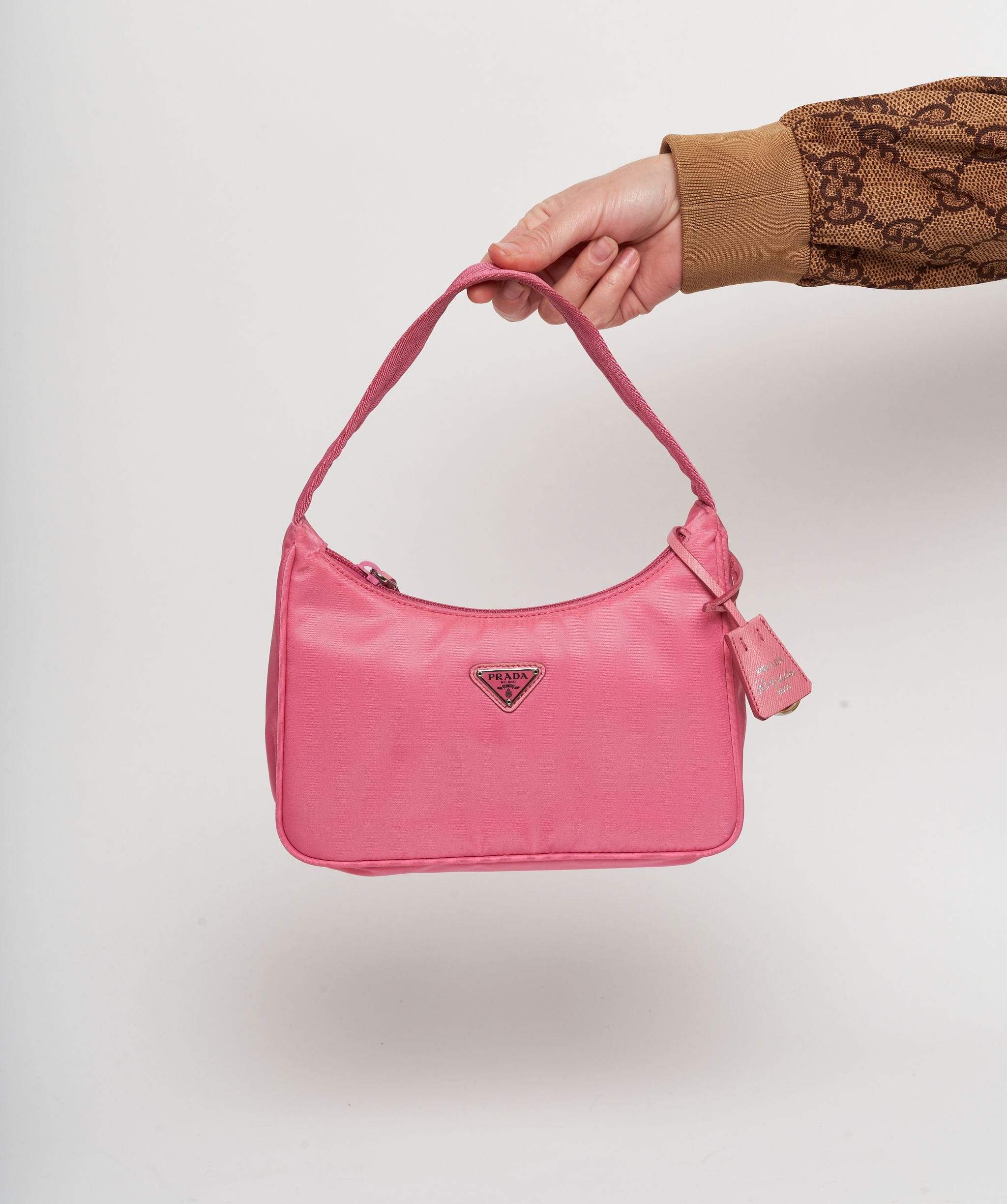 Prada Prada Pink Nylon Pochette Bag