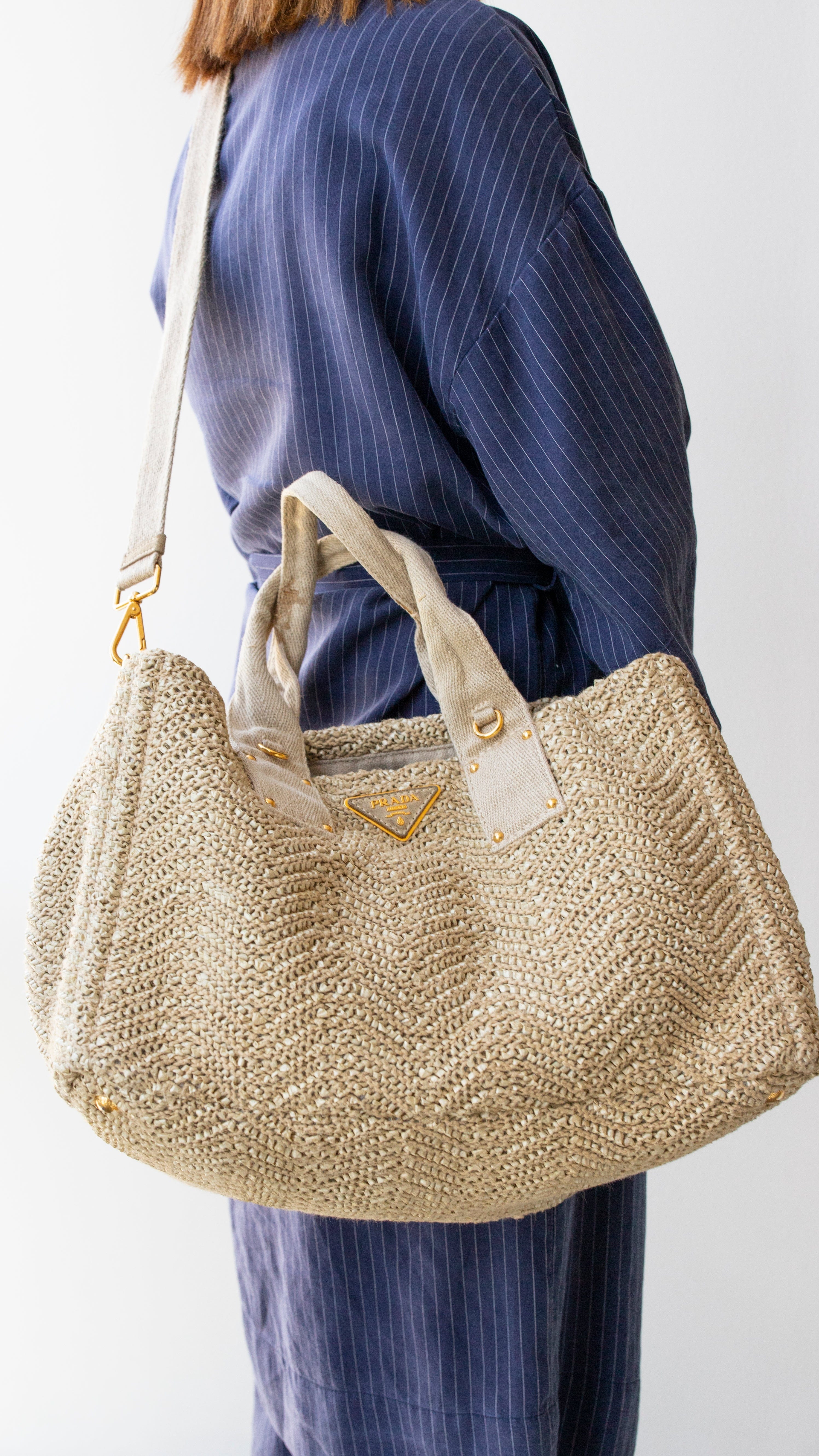 Prada Prada Raffia Woven Shoulder Bag RJL1572