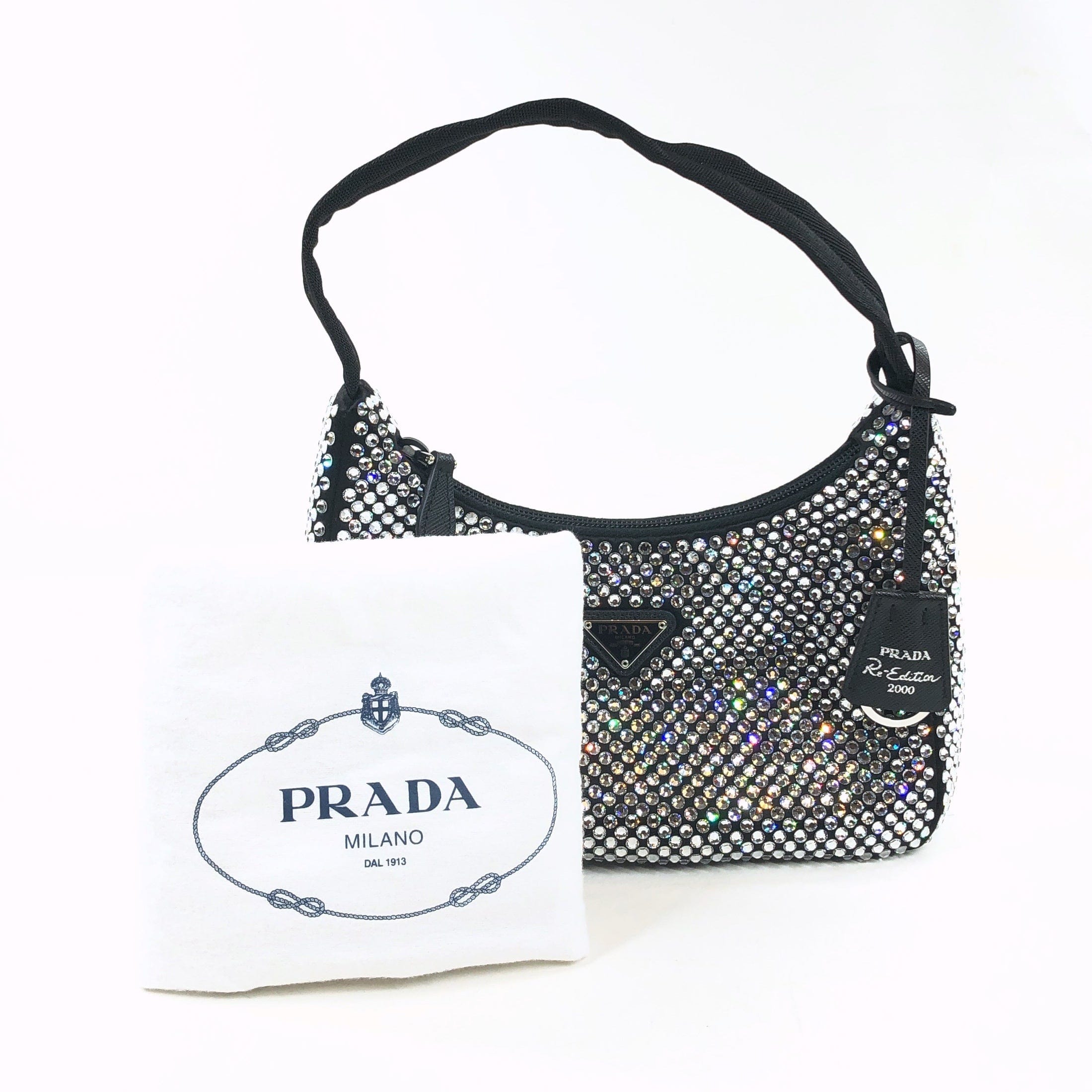 Prada Prada Re-Edition 2000 Allover Crystal-Embellished Shoulder Bag PXL2333