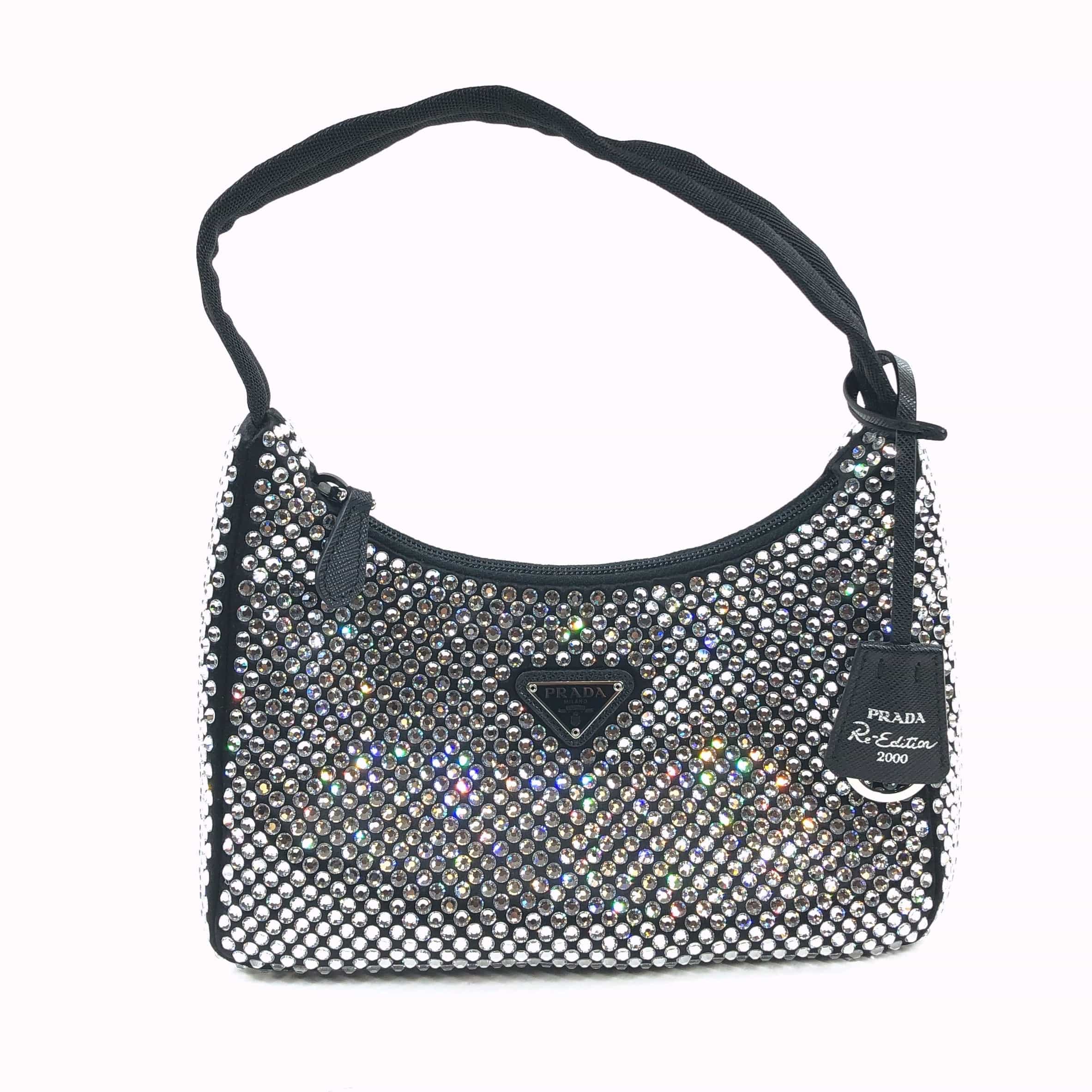 Prada Prada Re-Edition 2000 Allover Crystal-Embellished Shoulder Bag PXL2333