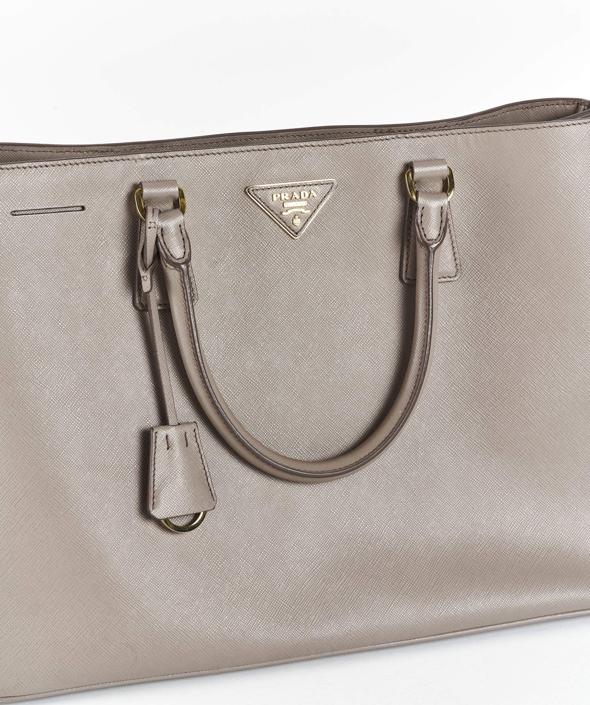 Prada Prada Saffiano Leather Grey Tote Bag