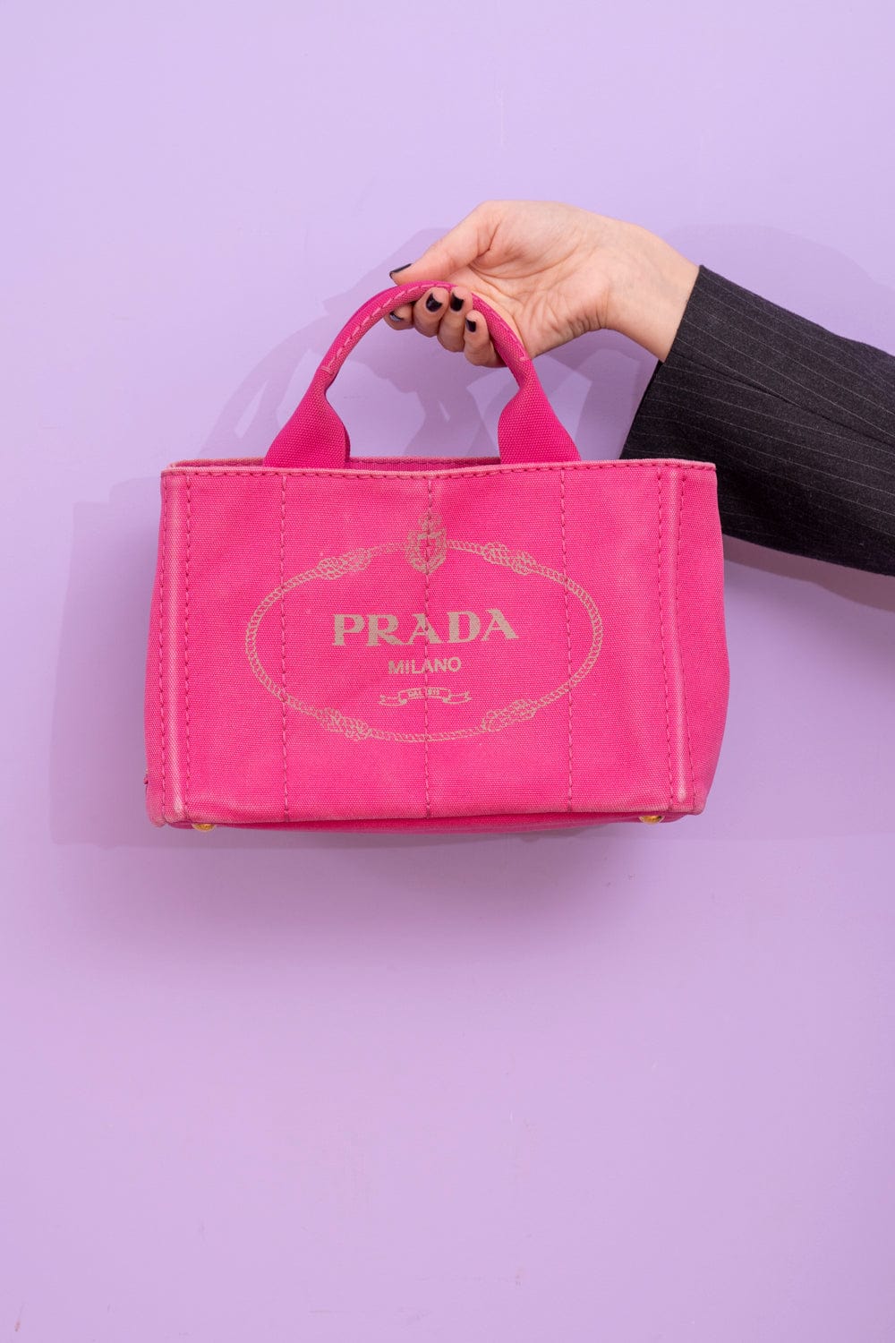 Prada Prada Small Canapa Tote Fuschia Canvas - AWL2654