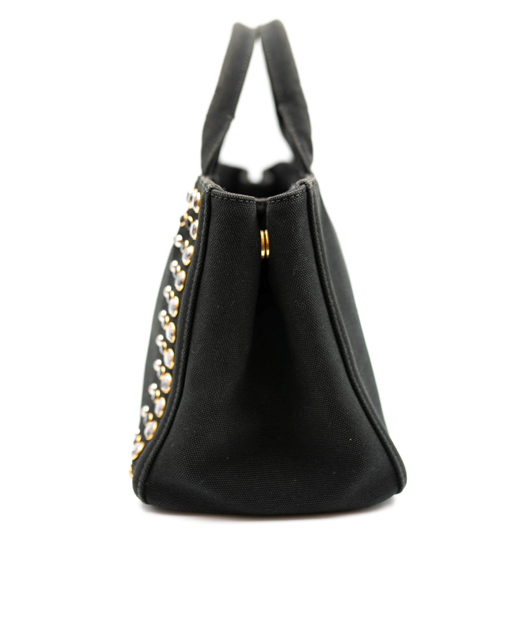 Prada Prada Small Studs Rhinestone Canapa Tote - AWC1675