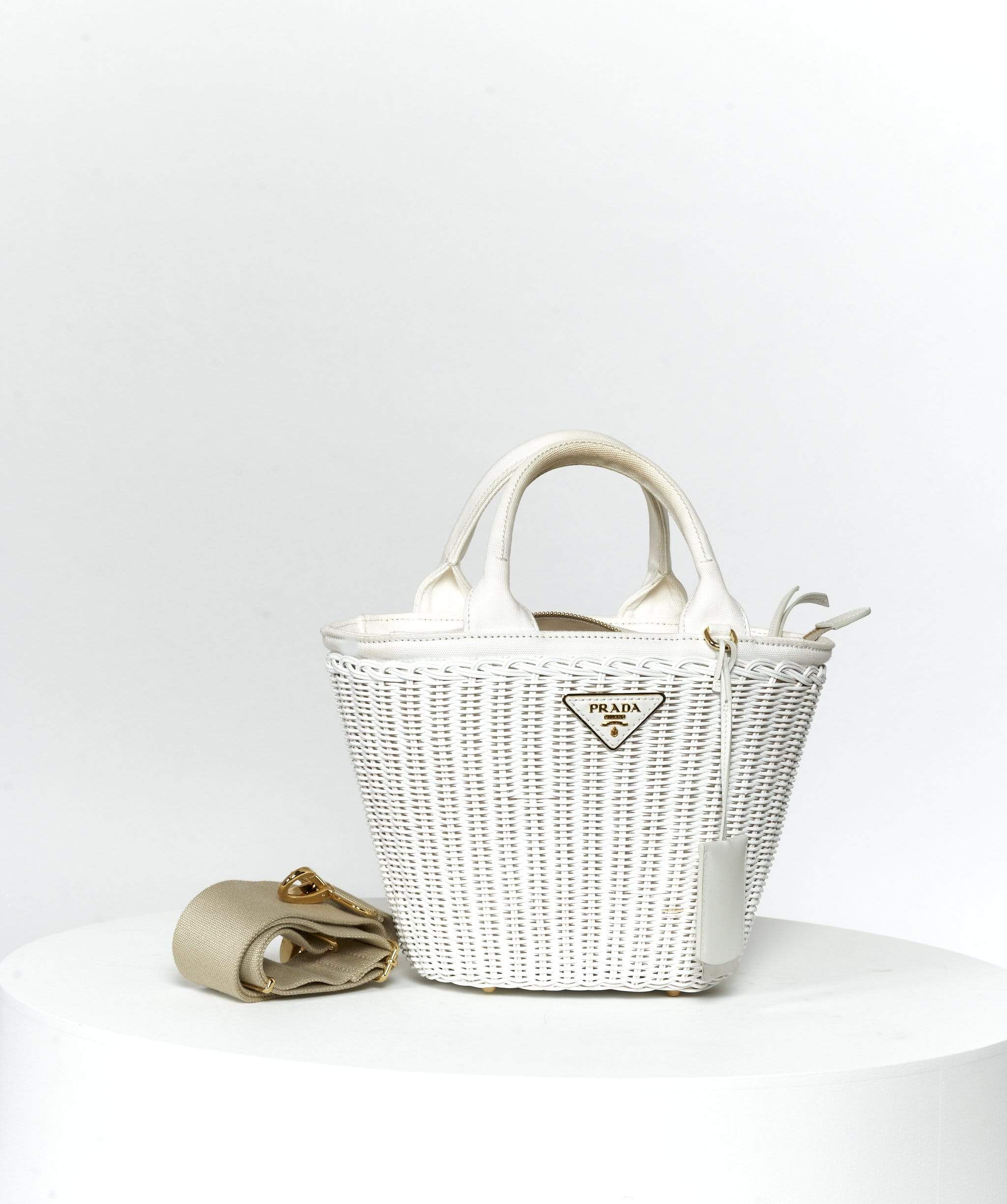 Prada Prada straw wicker bucket bag with strap