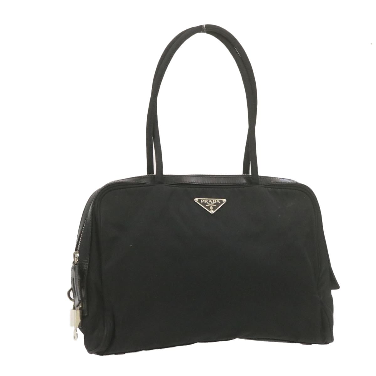 Prada Prada Top Handle Black Nylon Hand bag with Padlock 31