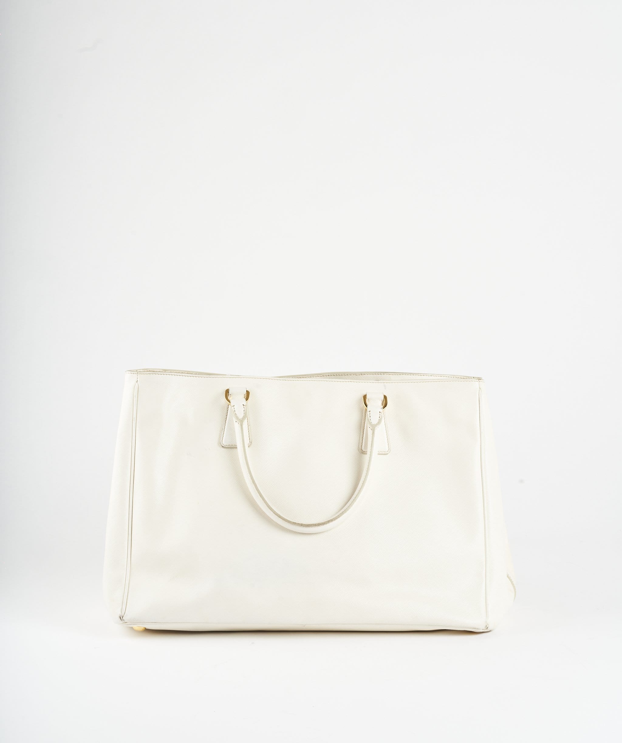 Prada Prada White Saffiano Leather Top Handle Bag