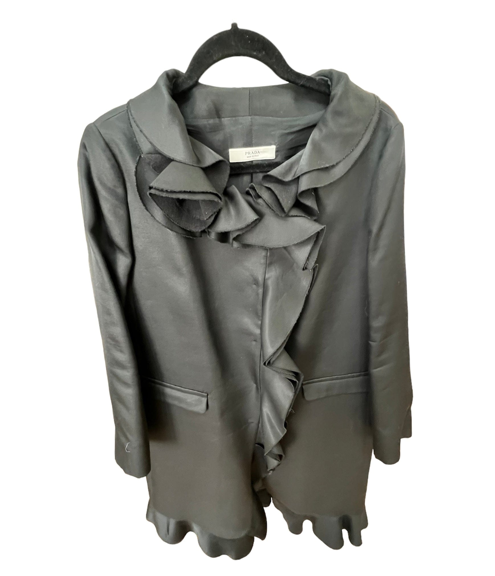 Prada Prada Black Ruffle Coat KRC13531-FD