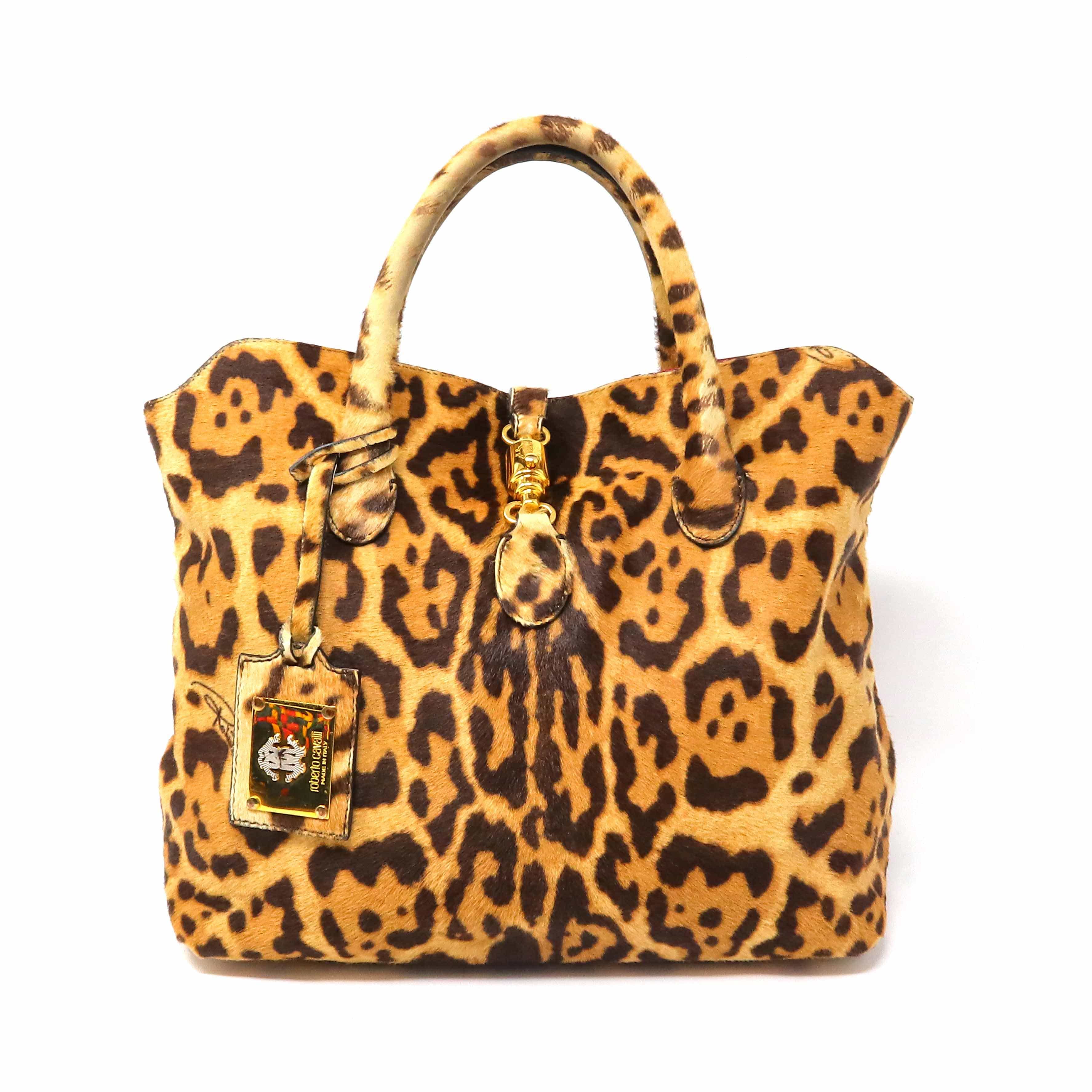 Roberto Cavalli Roberto Cavalli Pony Skin Leopard Printed Tote