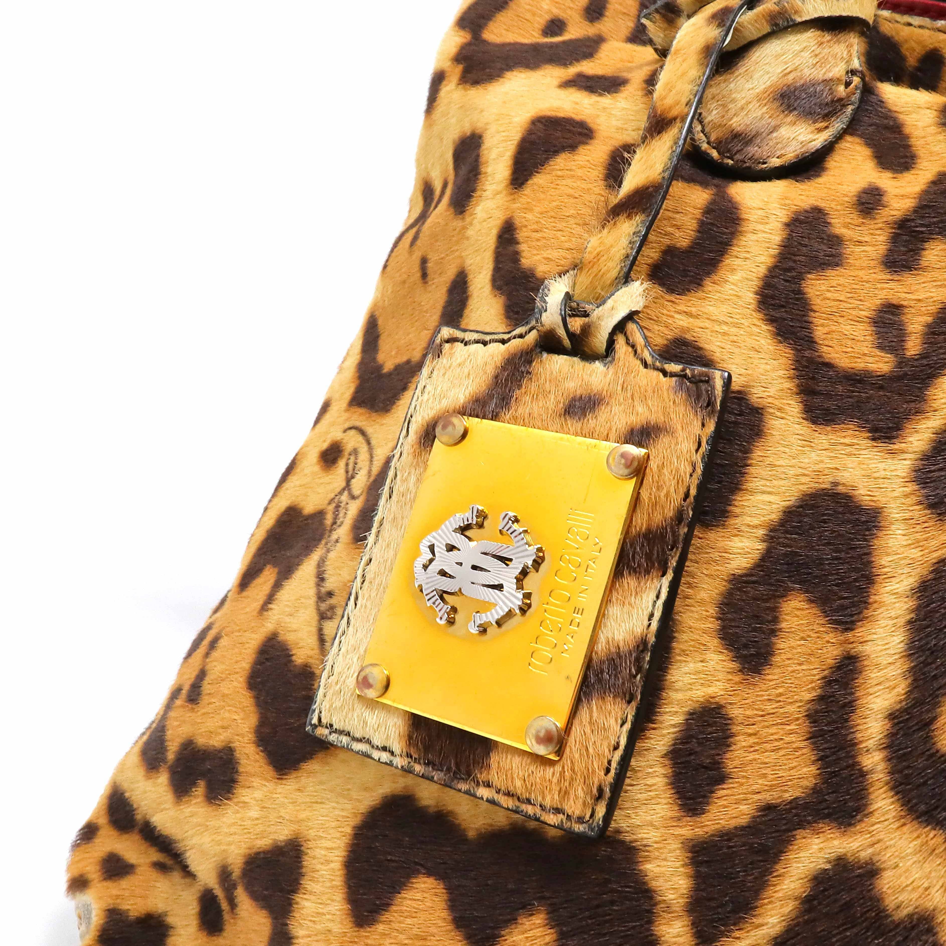 Roberto Cavalli Roberto Cavalli Pony Skin Leopard Printed Tote