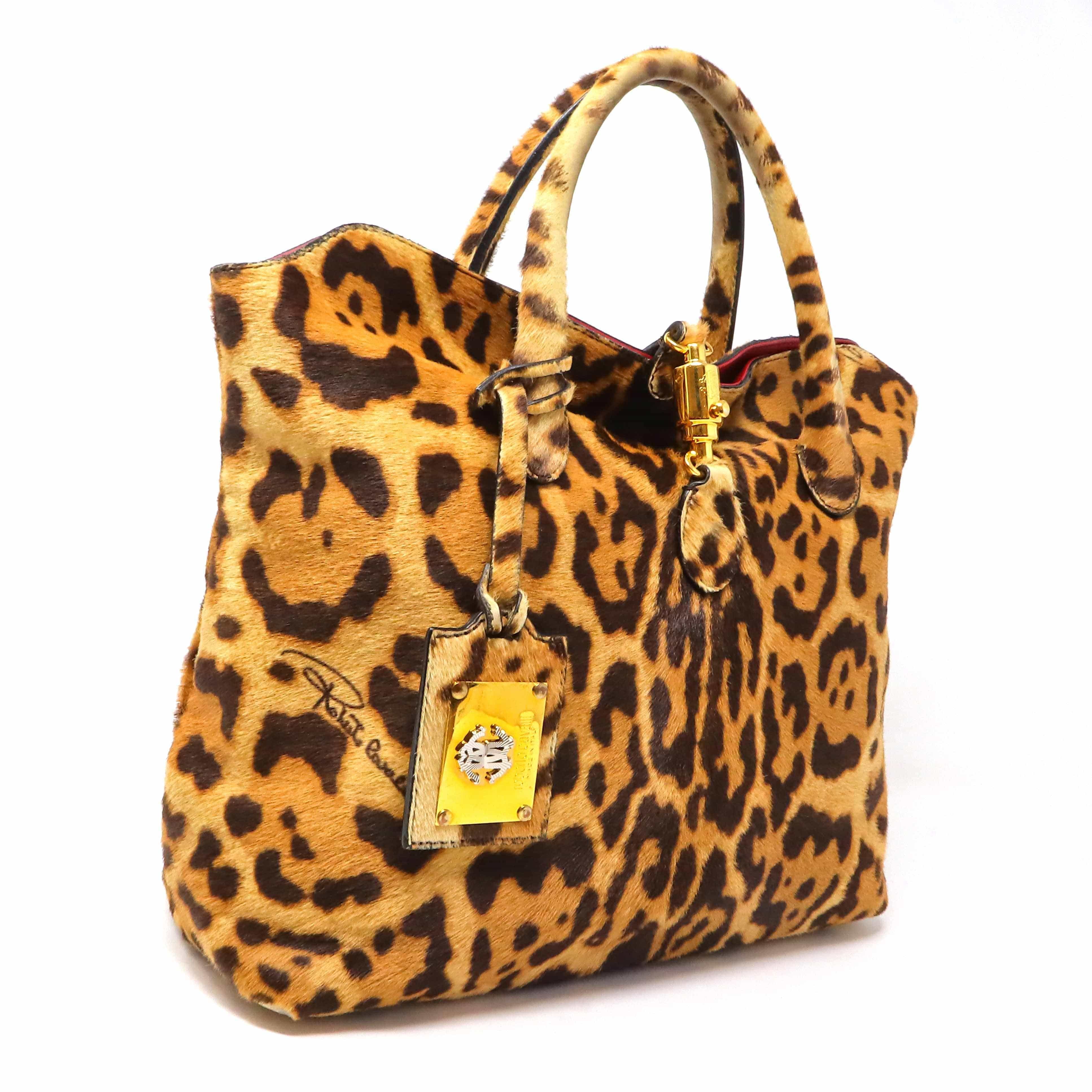 Roberto Cavalli Roberto Cavalli Pony Skin Leopard Printed Tote