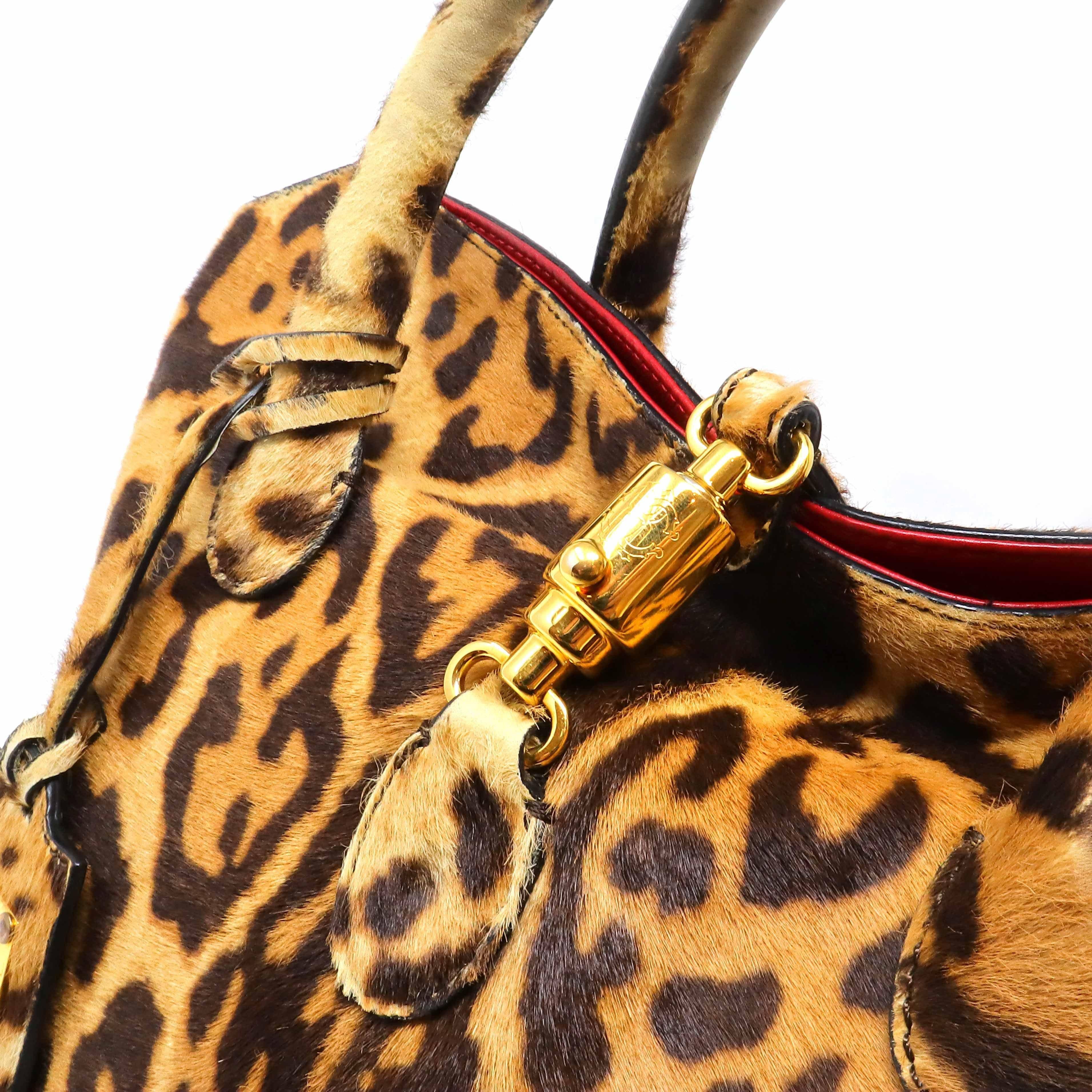 Roberto Cavalli Roberto Cavalli Pony Skin Leopard Printed Tote