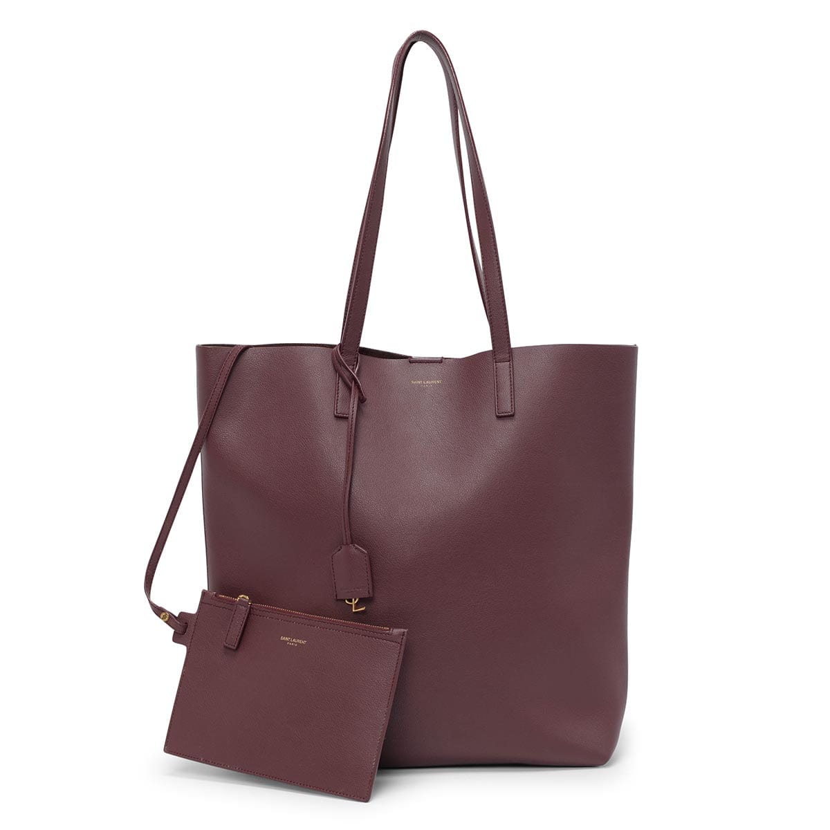 Saint Laurent Saint Laurent Burgundy Calfskin Shopping Tote