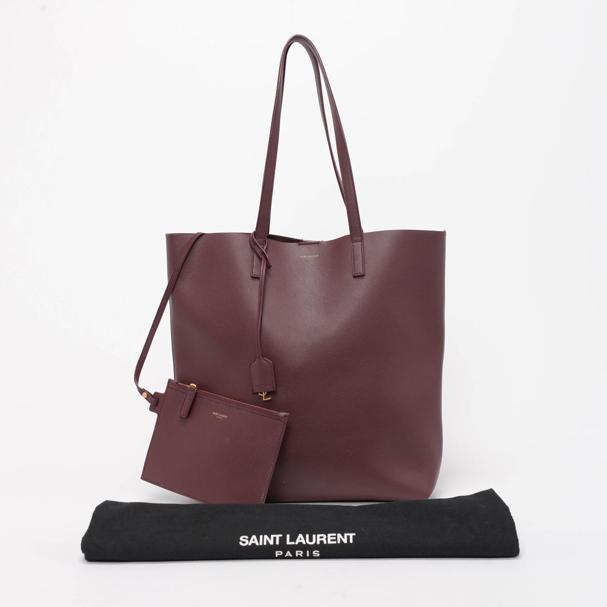 Saint Laurent Saint Laurent Burgundy Calfskin Shopping Tote