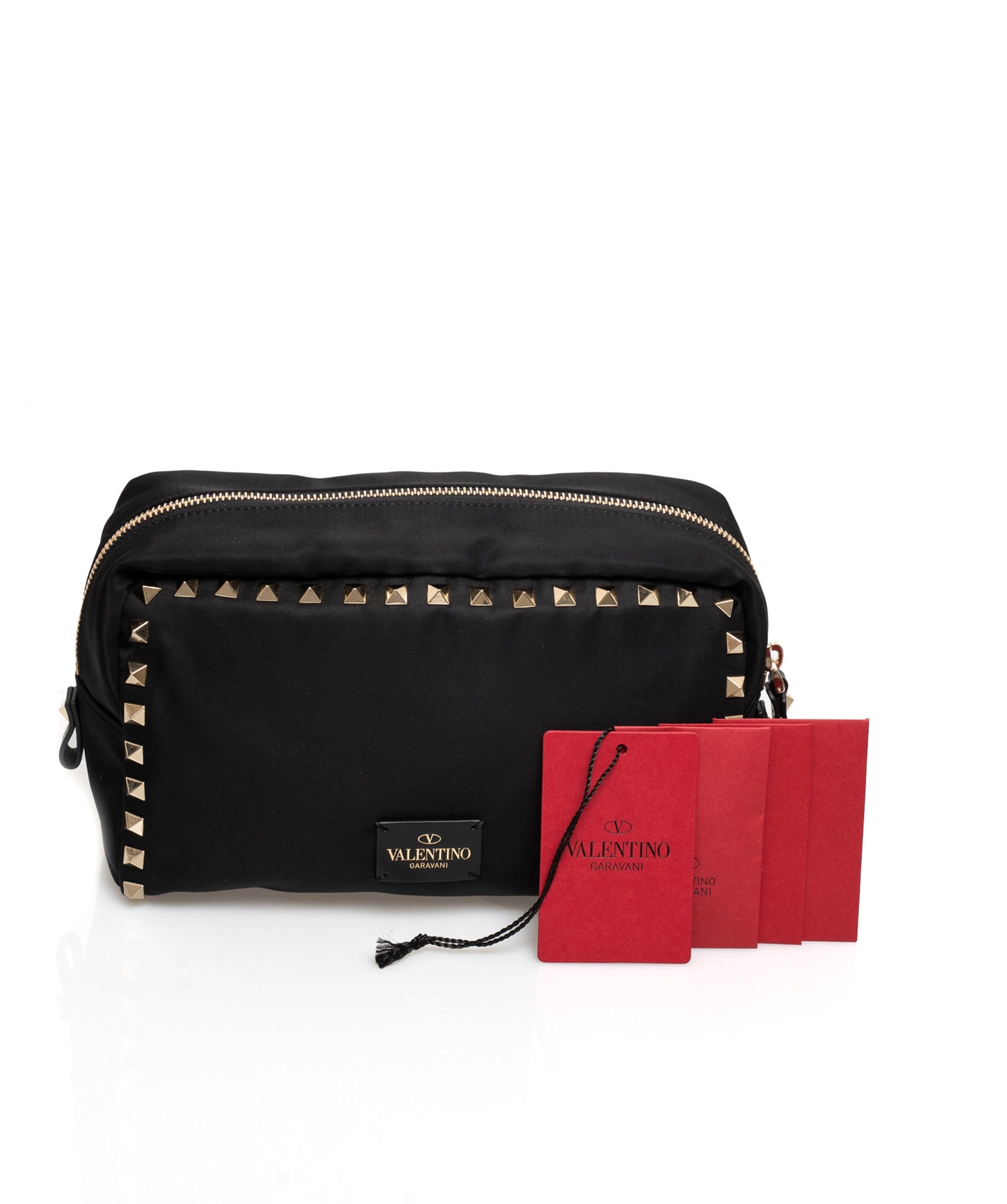 Valentino Valentino black nylon pouch with gold studded detailing MW2090