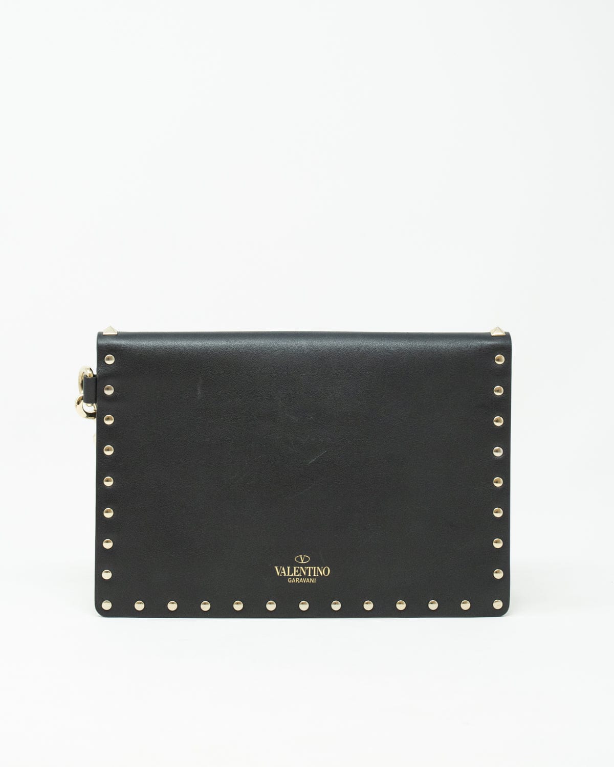 Valentino Valentino Rockstud Black Leather Clutch Bag GHW  - AGL1711