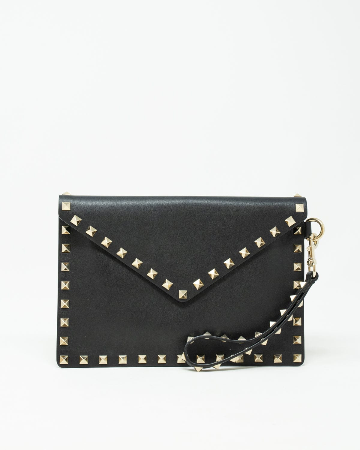 Valentino Valentino Rockstud Black Leather Clutch Bag GHW  - AGL1711