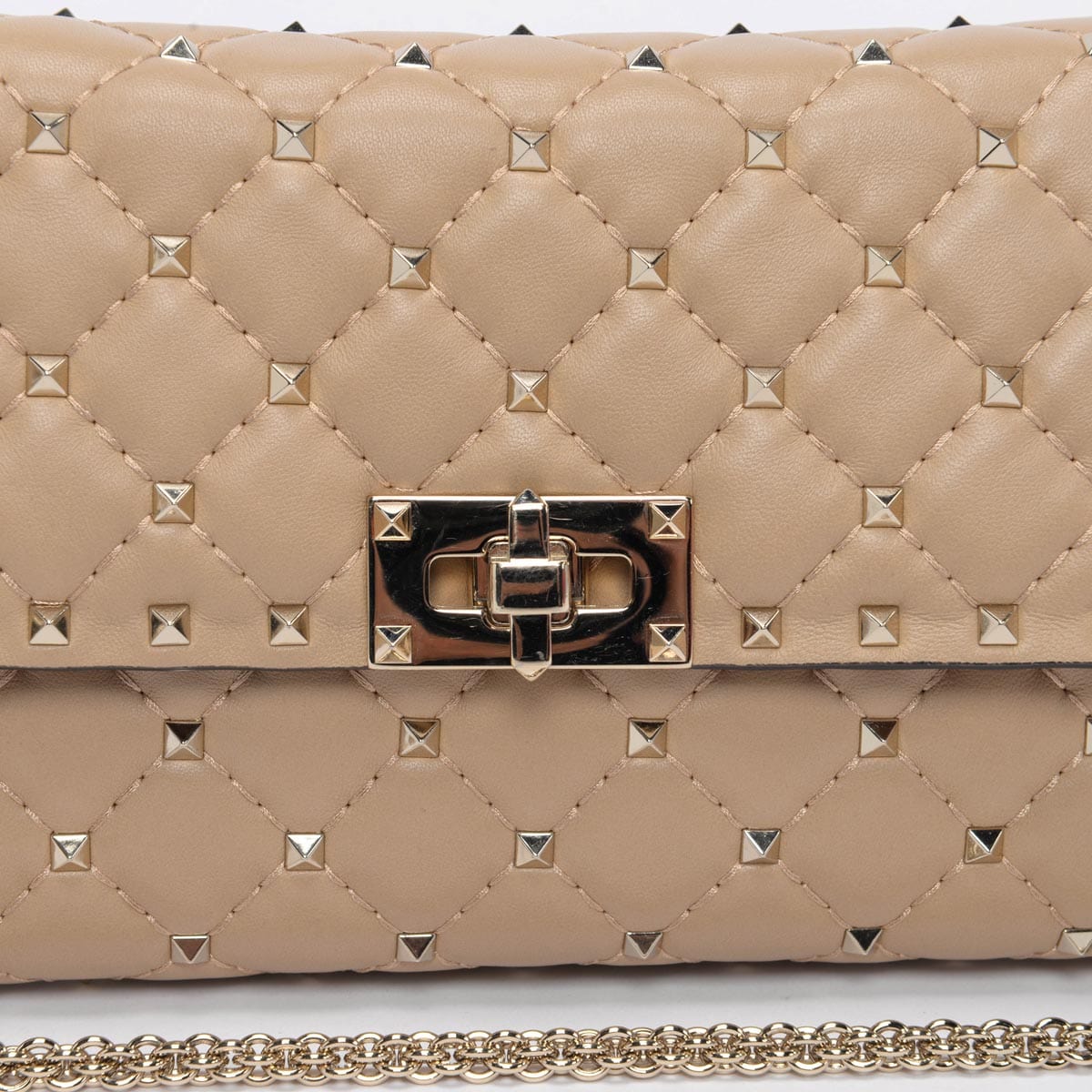 Valentino Valentino Beige Nappa Rockstud Spike Crossbody Clutch