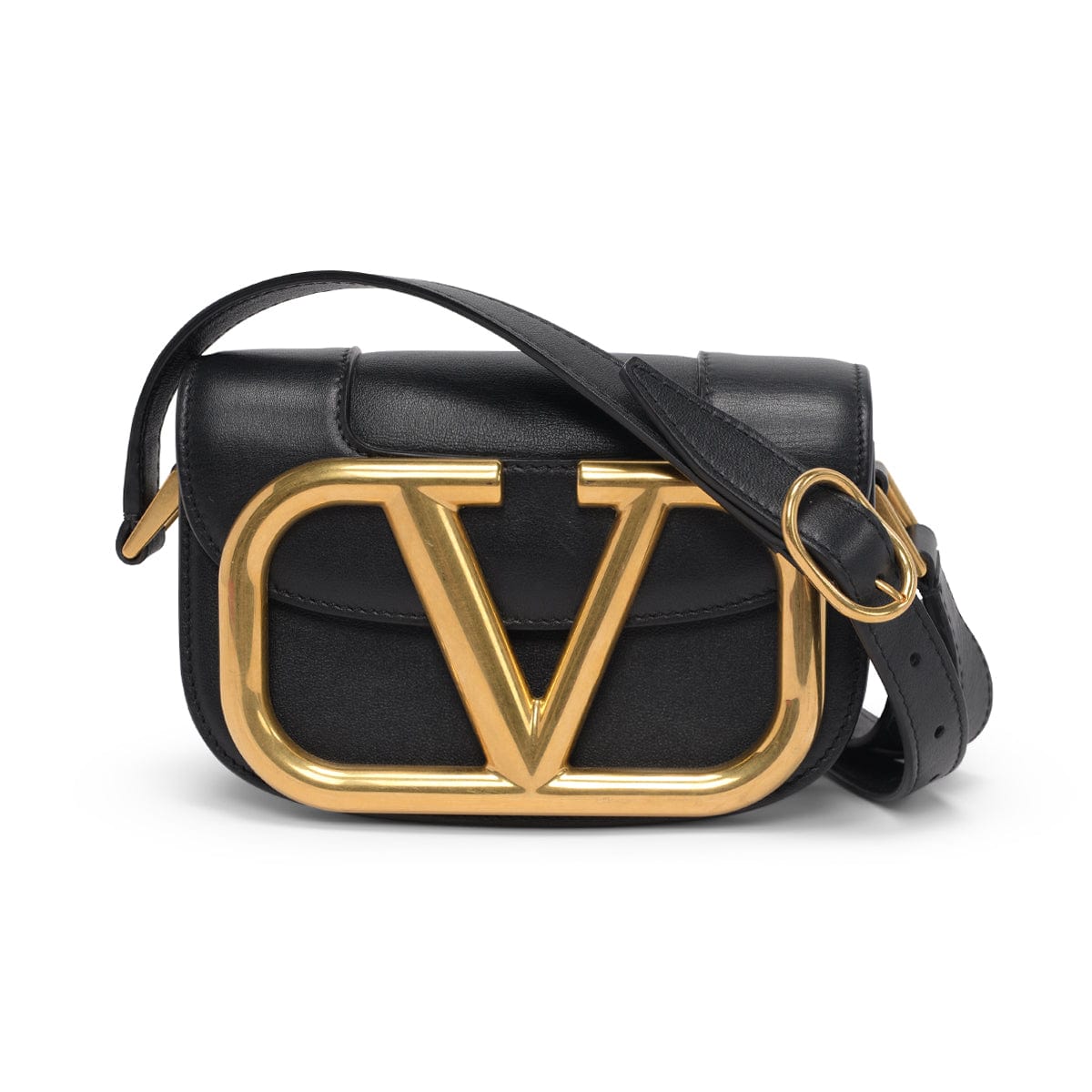 Valentino Valentino Black Smooth Calfskin Small Supervee Bag