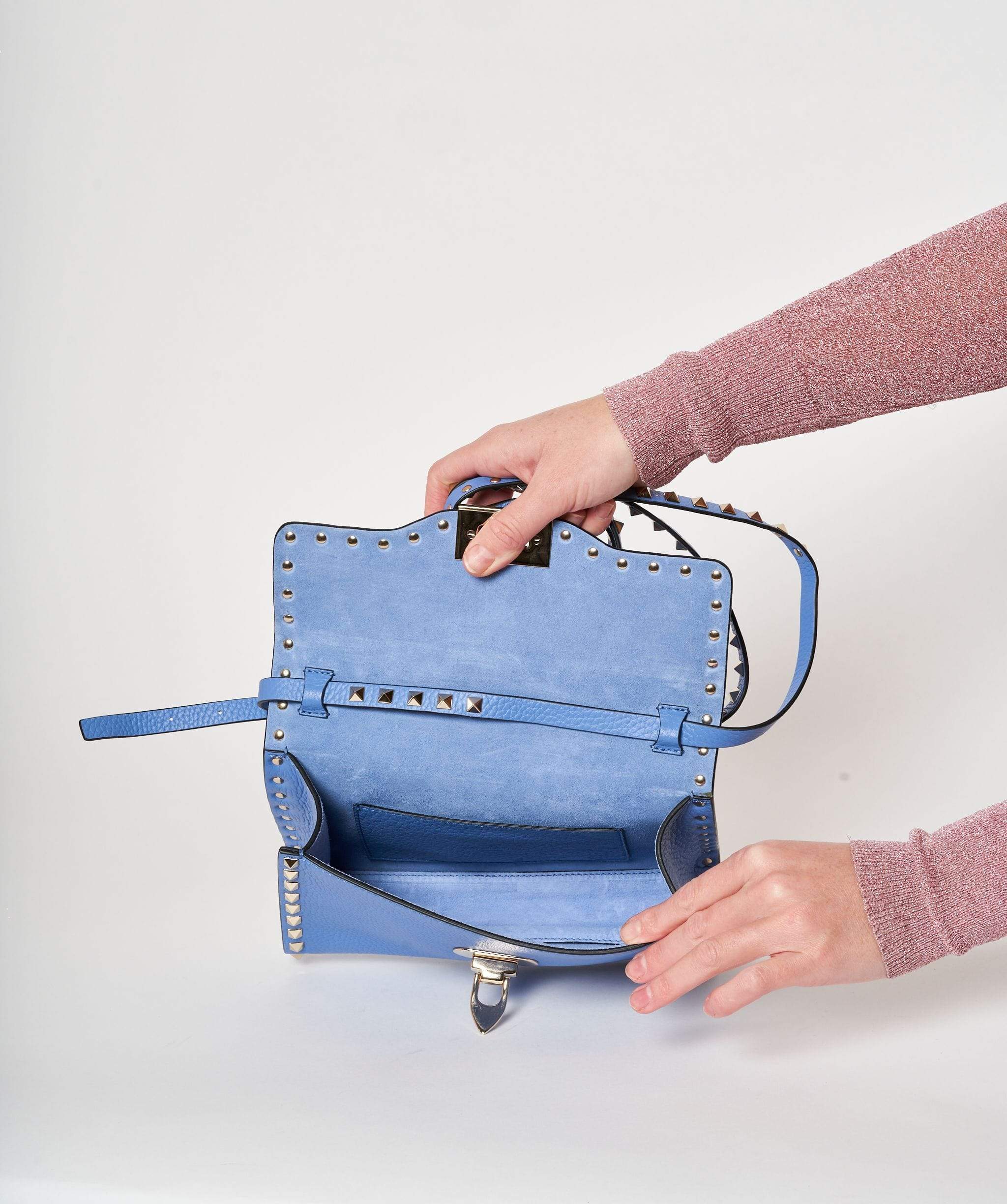 Valentino V Valentino Rockstud Blue Crossbody Bag GHW