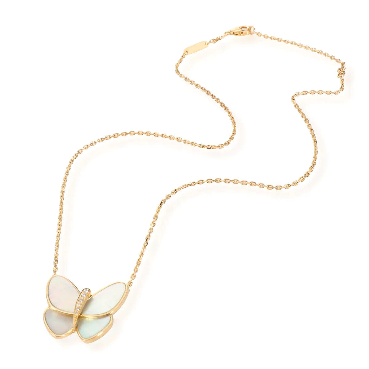 Van Cleef Van Cleef & Arpels Mother of Pearl Diamond Pendant in 18K Yellow Butterfly Gold 111569