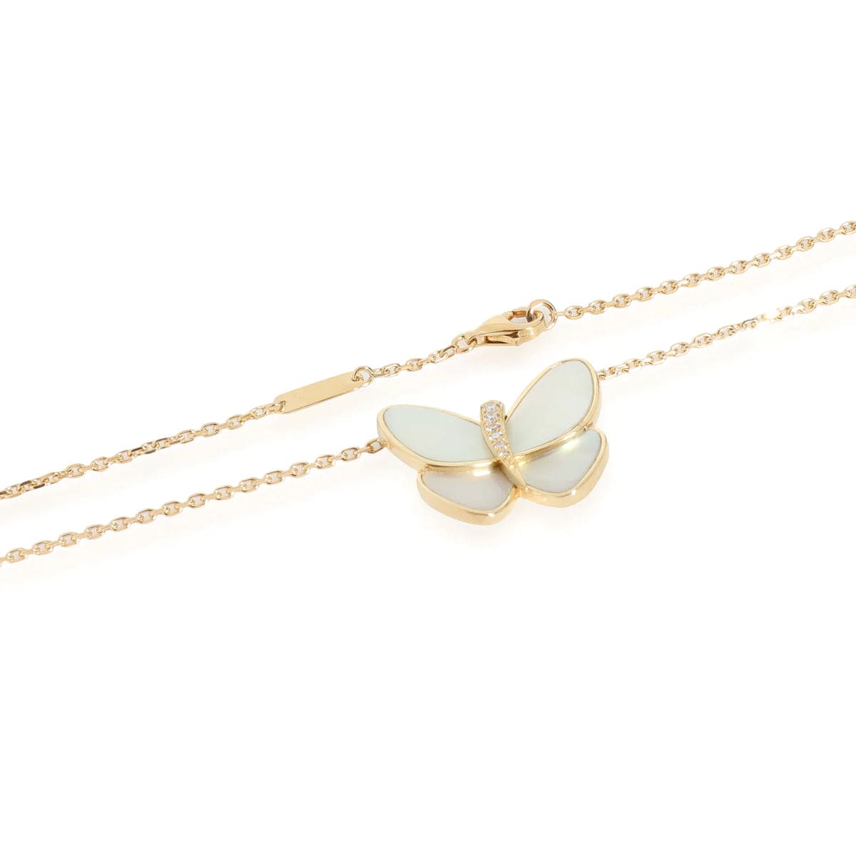 Van Cleef Van Cleef & Arpels Mother of Pearl Diamond Pendant in 18K Yellow Butterfly Gold 111569