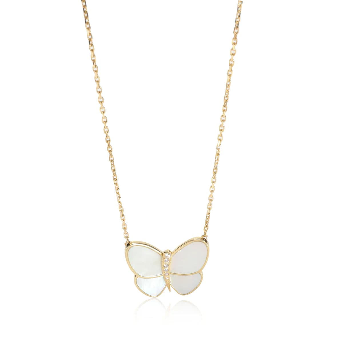 Van Cleef Van Cleef & Arpels Mother of Pearl Diamond Pendant in 18K Yellow Butterfly Gold 111569