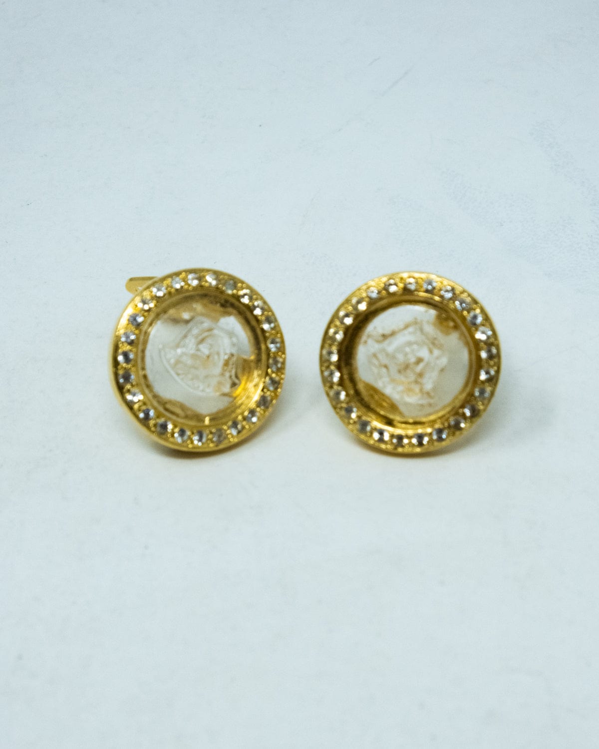 Versace Gianni Versace Clear and Gold Diamante Medusa Earrings - AGL1750